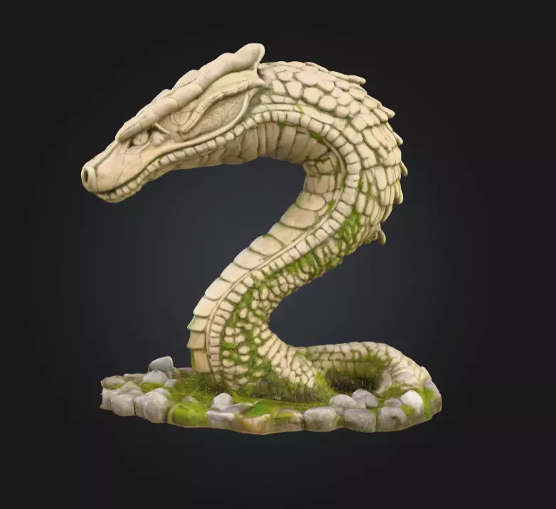 Ancient Serpent Guardian Statue Low-poly 3D model_5