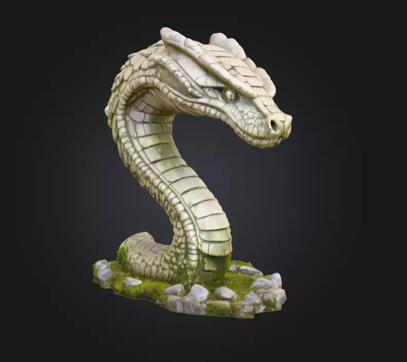 Ancient Serpent Guardian Statue Low-poly 3D model_0