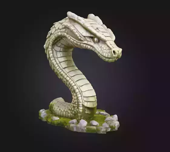 Ancient Serpent Guardian Statue Low-poly 3D model Ancient Serpent Guardian Statue Low-poly 3D model
