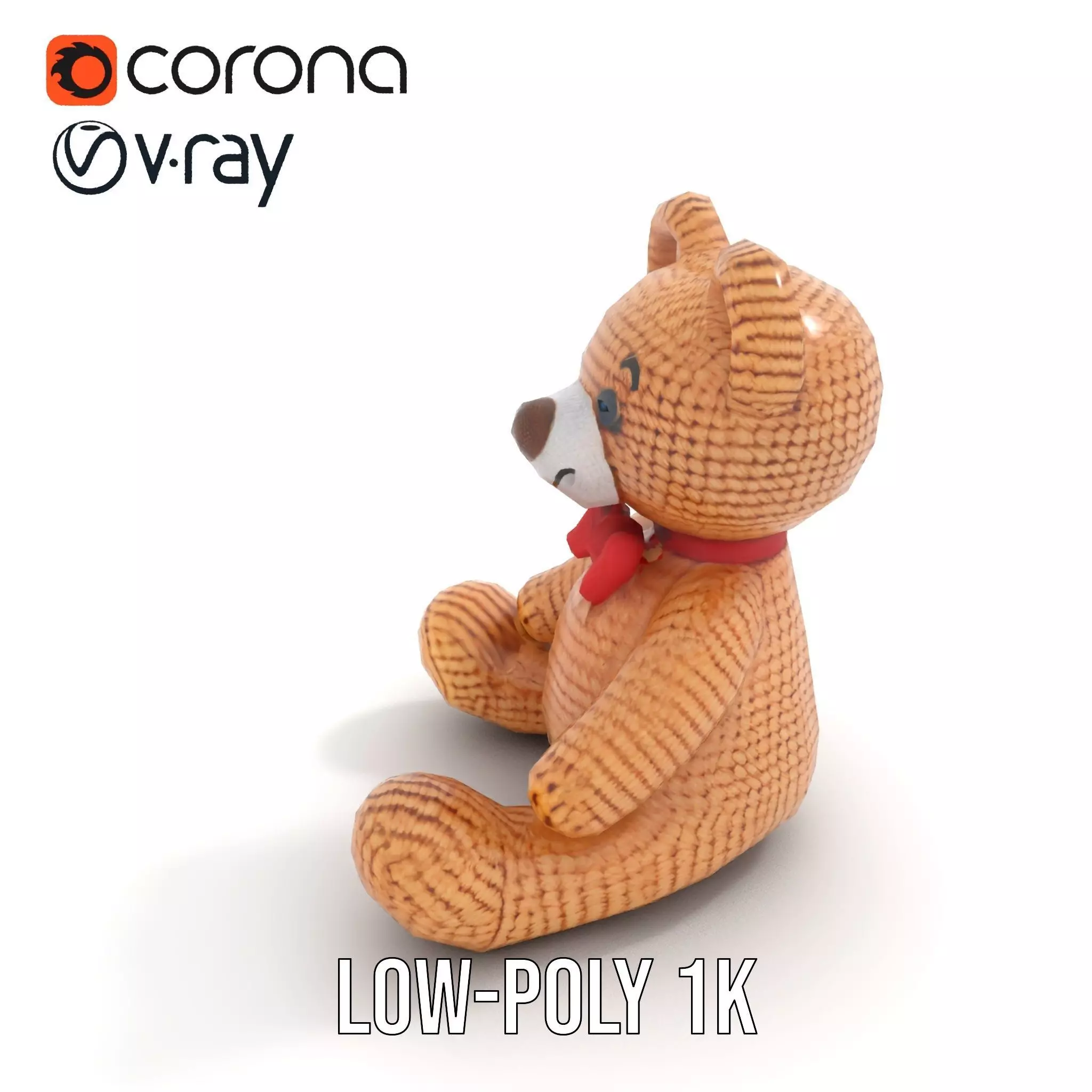 Crochet Teddy Bear model pack Low-poly 3D model_7