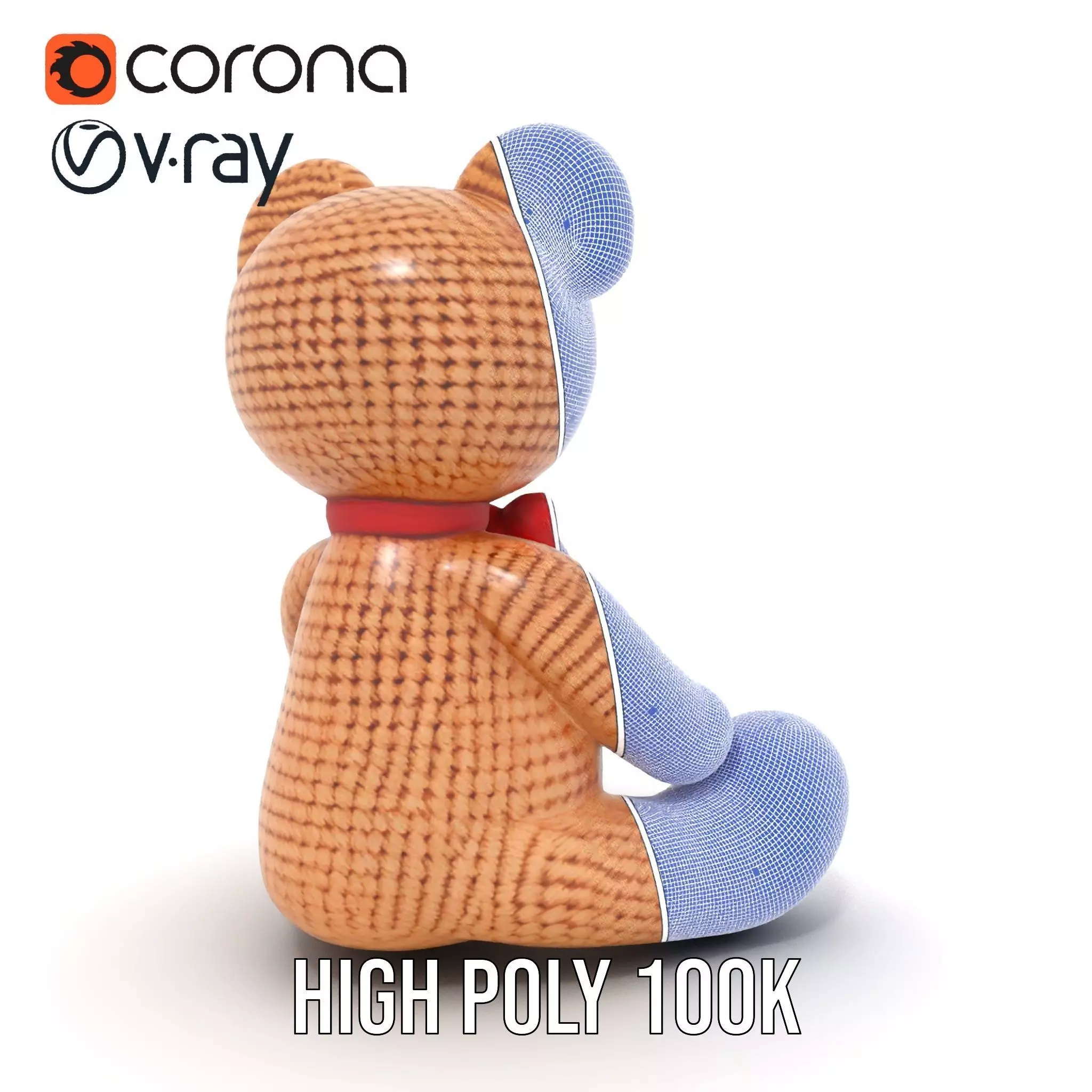 Crochet Teddy Bear model pack Low-poly 3D model_29