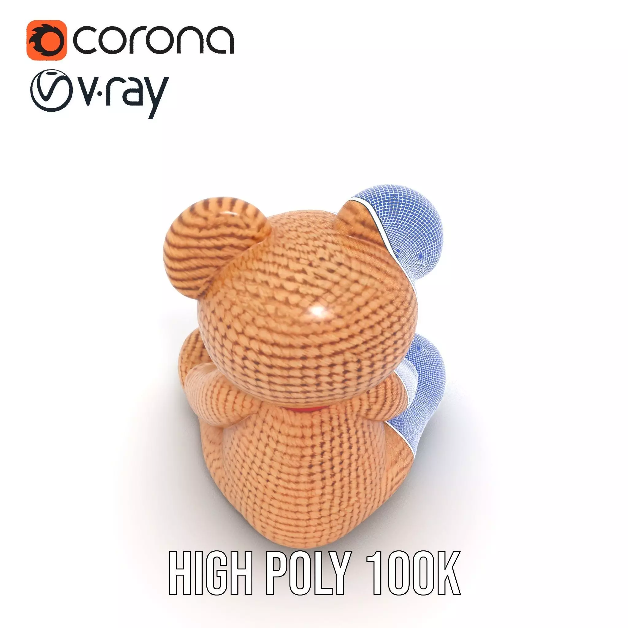 Crochet Teddy Bear model pack Low-poly 3D model_34
