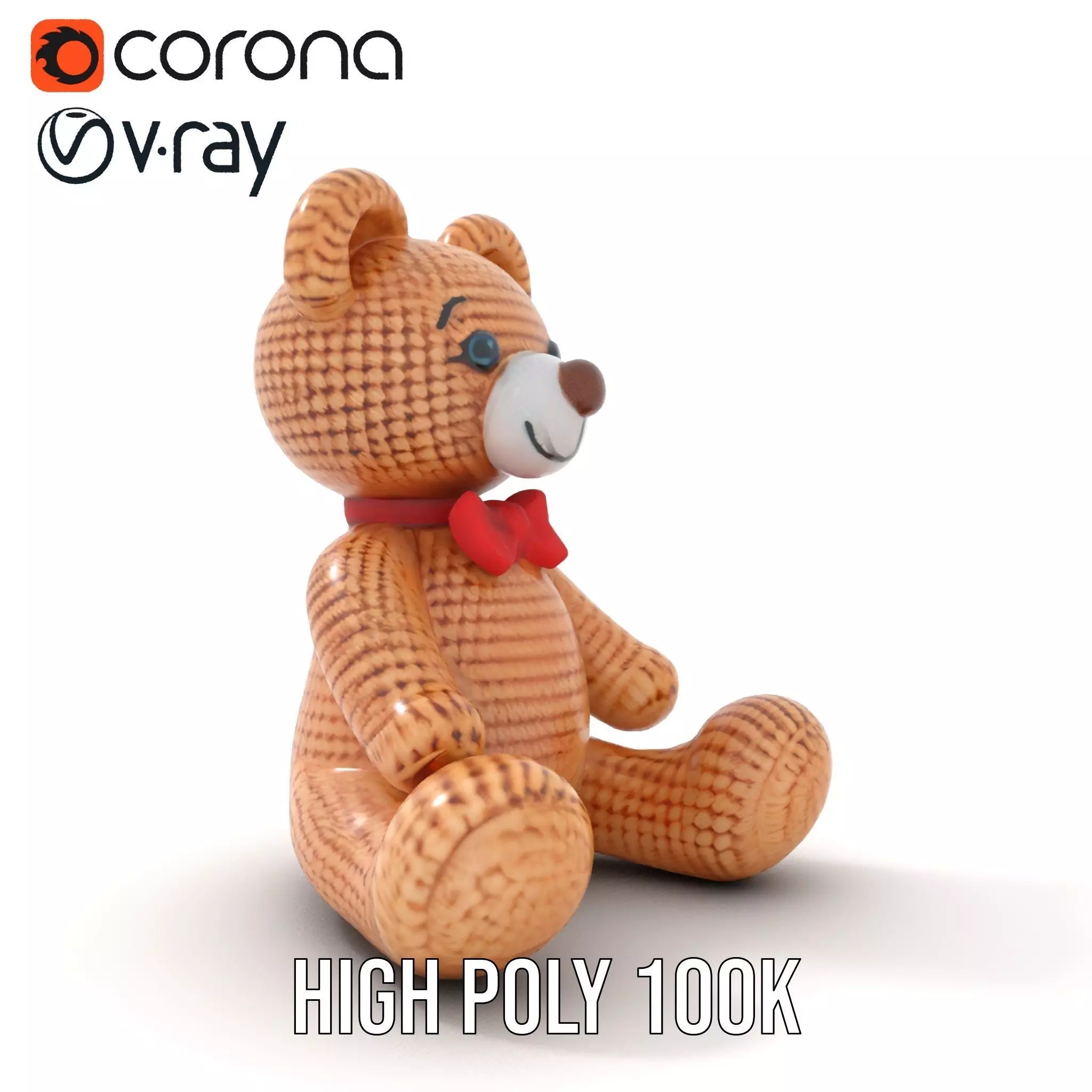 Crochet Teddy Bear model pack Low-poly 3D model_15