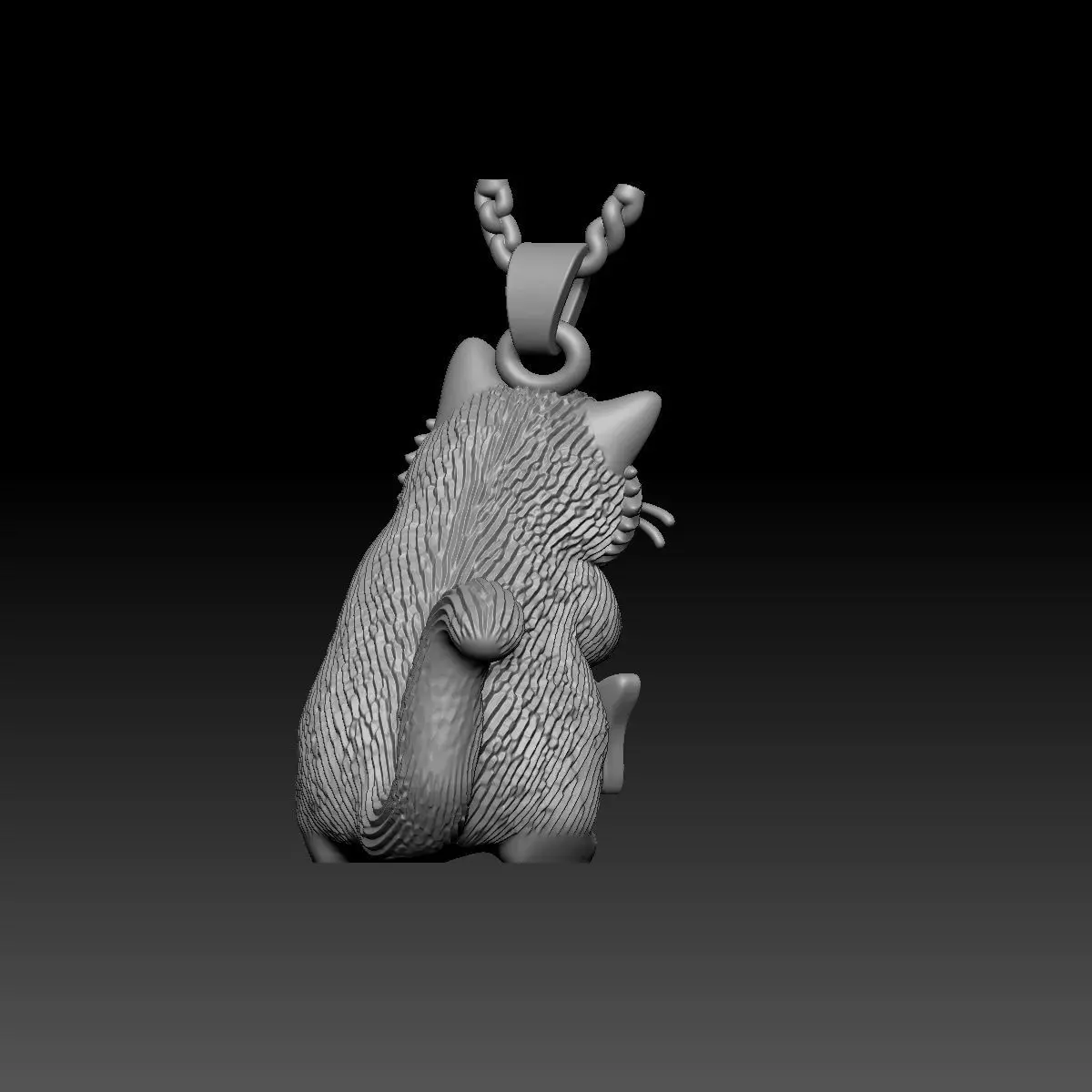 Cat and fish Pendant 3D print model_9