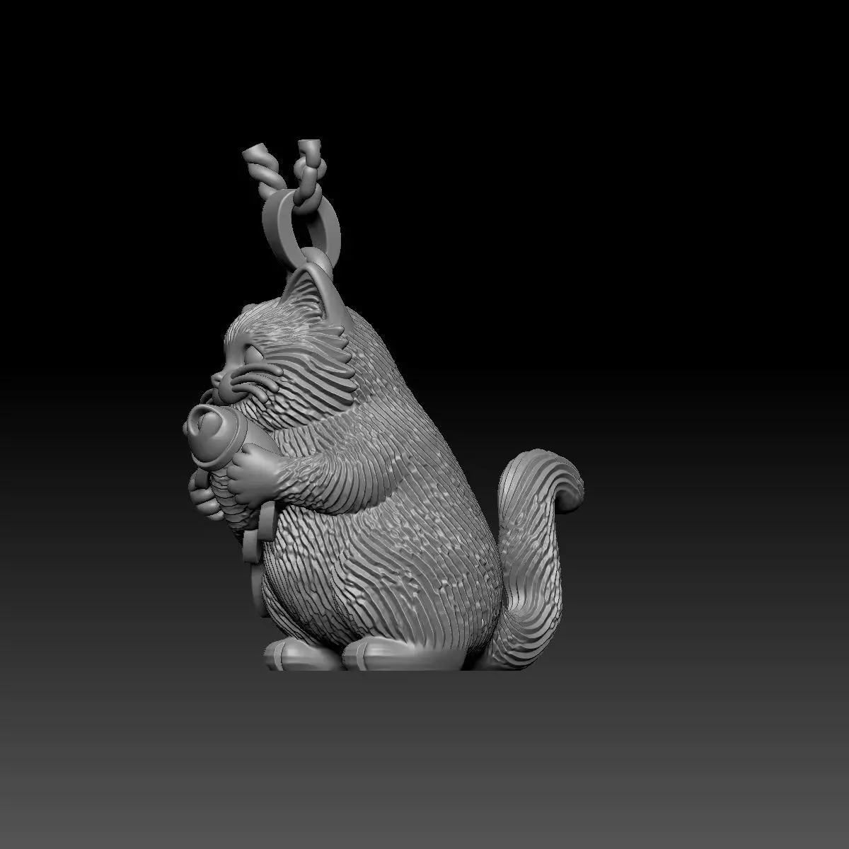 Cat and fish Pendant 3D print model_4