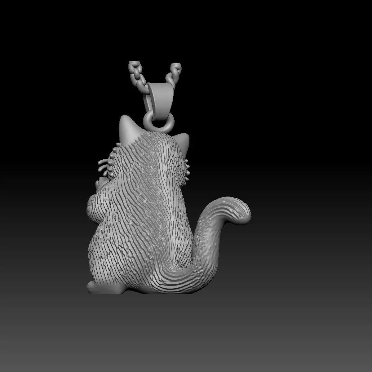 Cat and fish Pendant 3D print model_1