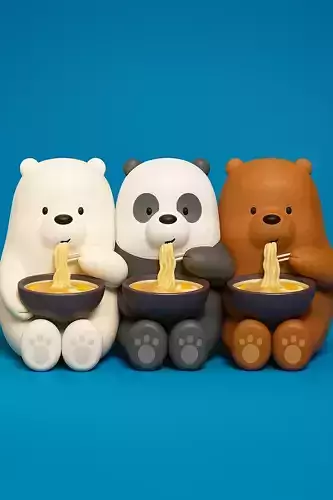 We Bare Bears eating Noodles