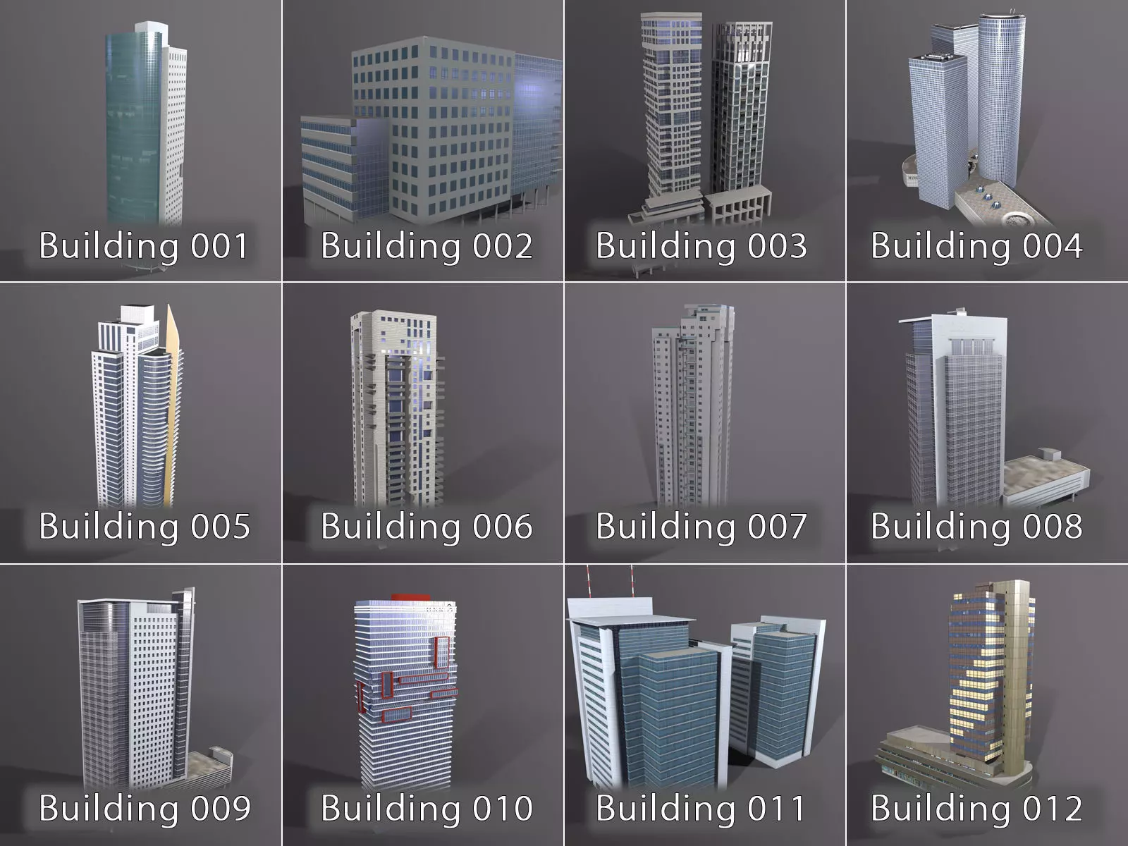 City Buildings Pack Vol1 1-100 With LODs Low-poly 3D model_5
