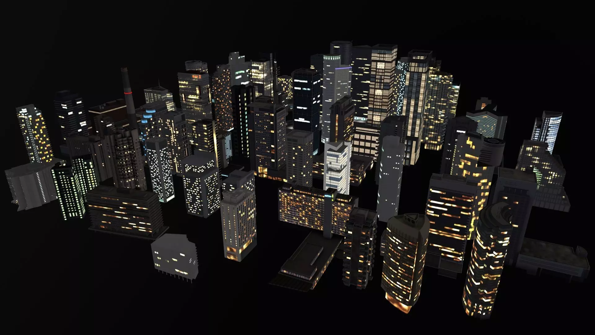 City Buildings Pack Vol1 1-100 With LODs Low-poly 3D model_4