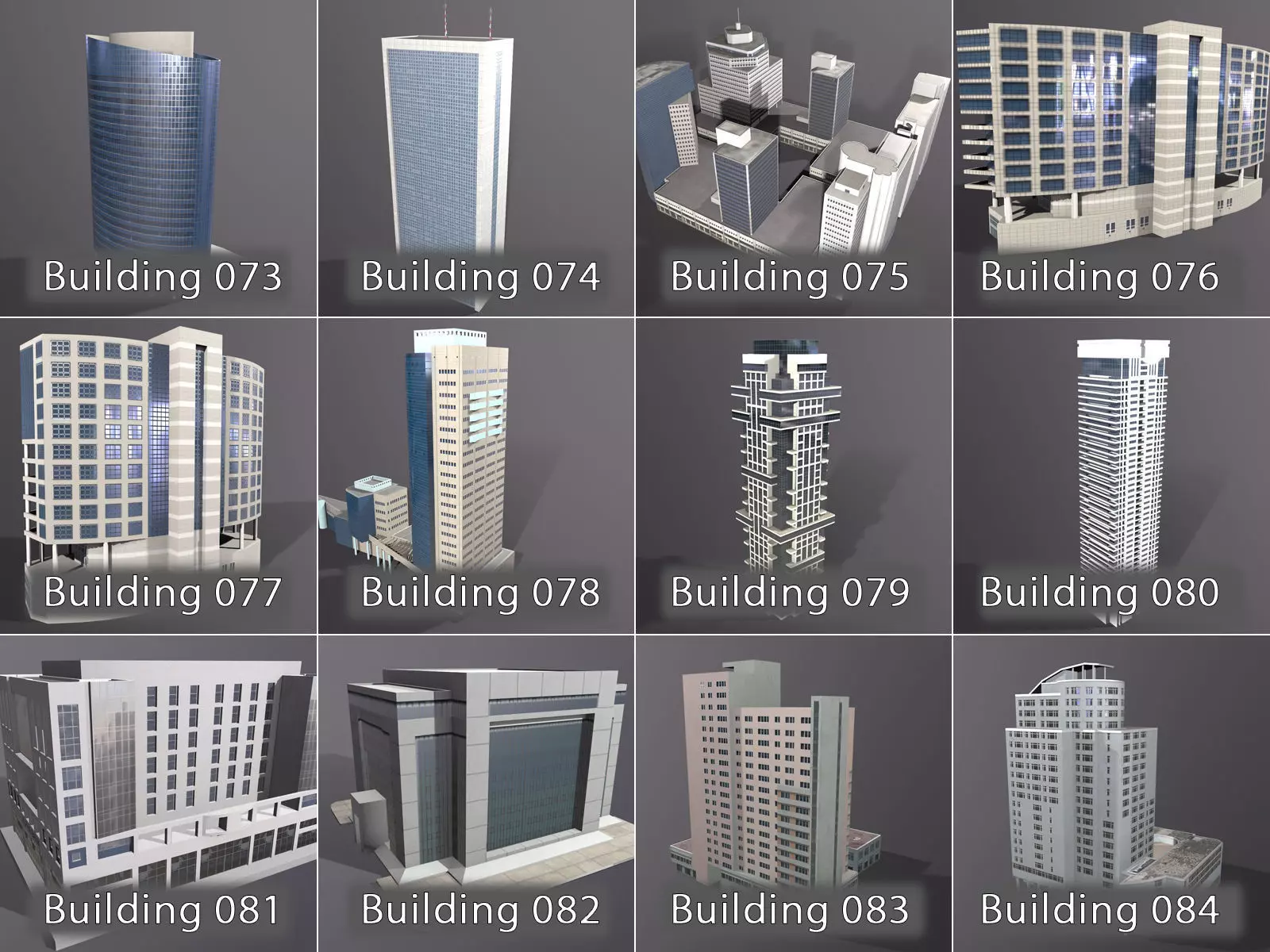 City Buildings Pack Vol1 1-100 With LODs Low-poly 3D model_11