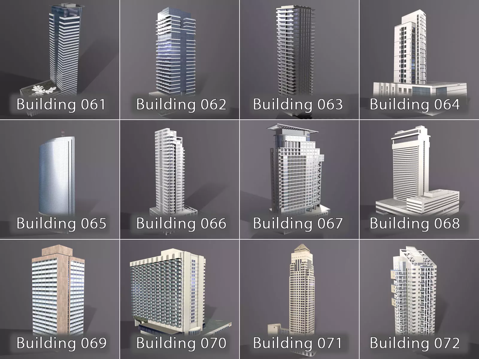 City Buildings Pack Vol1 1-100 With LODs Low-poly 3D model_10