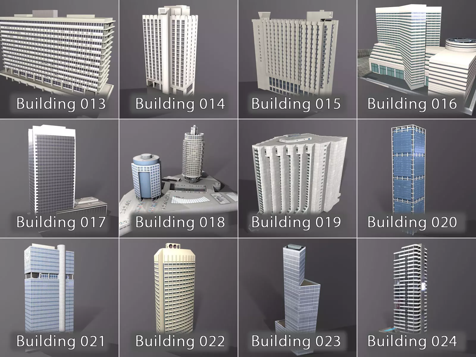 City Buildings Pack Vol1 1-100 With LODs Low-poly 3D model_6