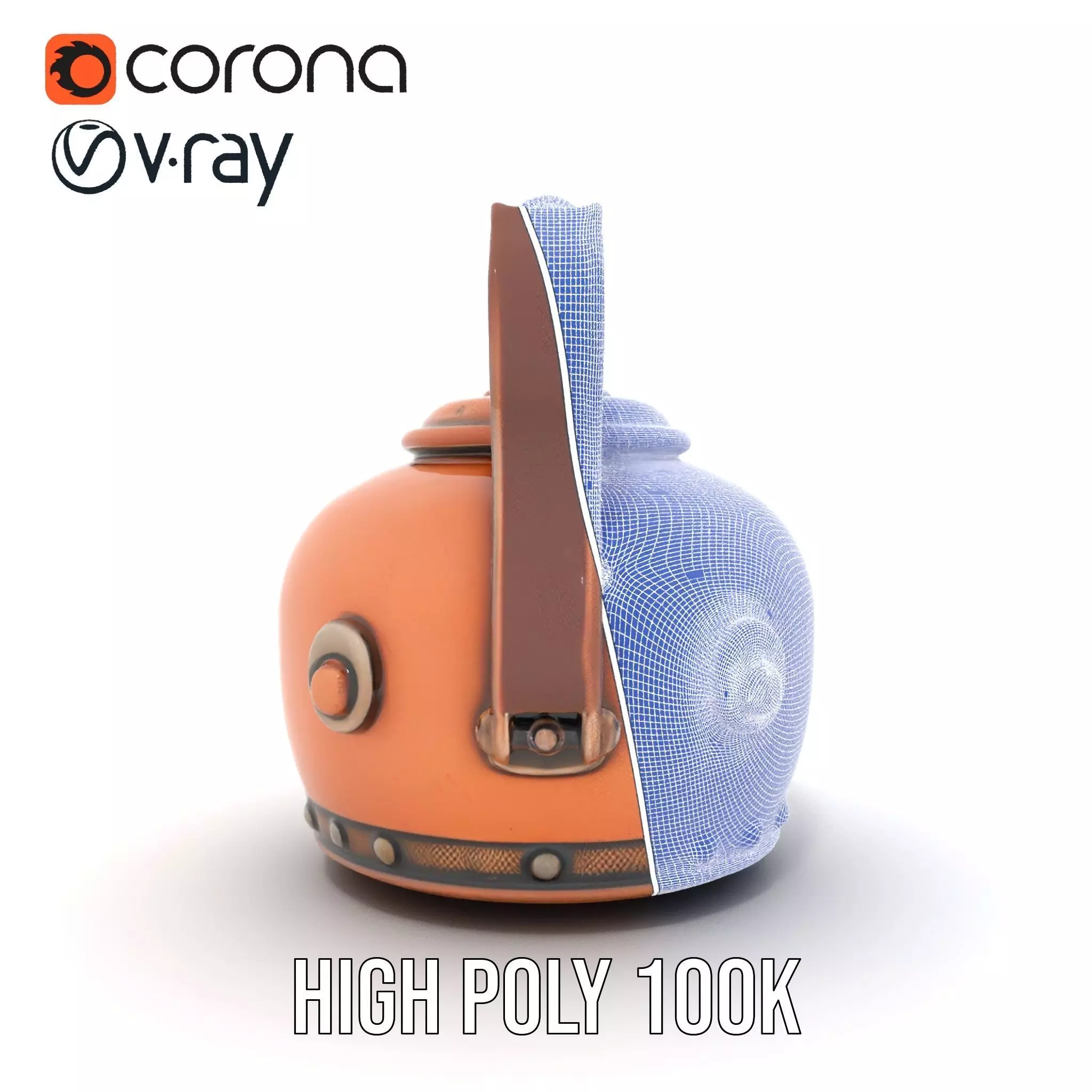 Vintage Copper Teapot model pack Low-poly 3D model_34