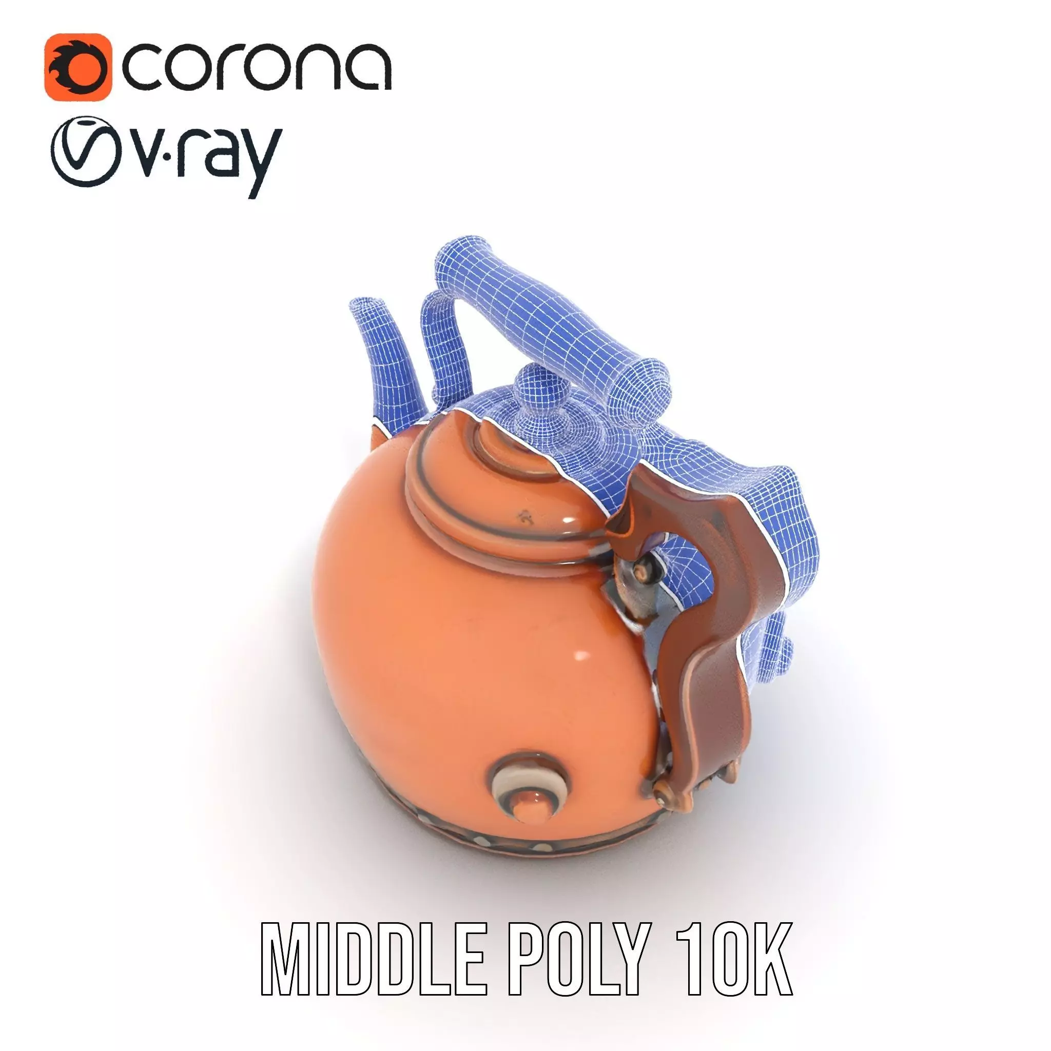 Vintage Copper Teapot model pack Low-poly 3D model_11