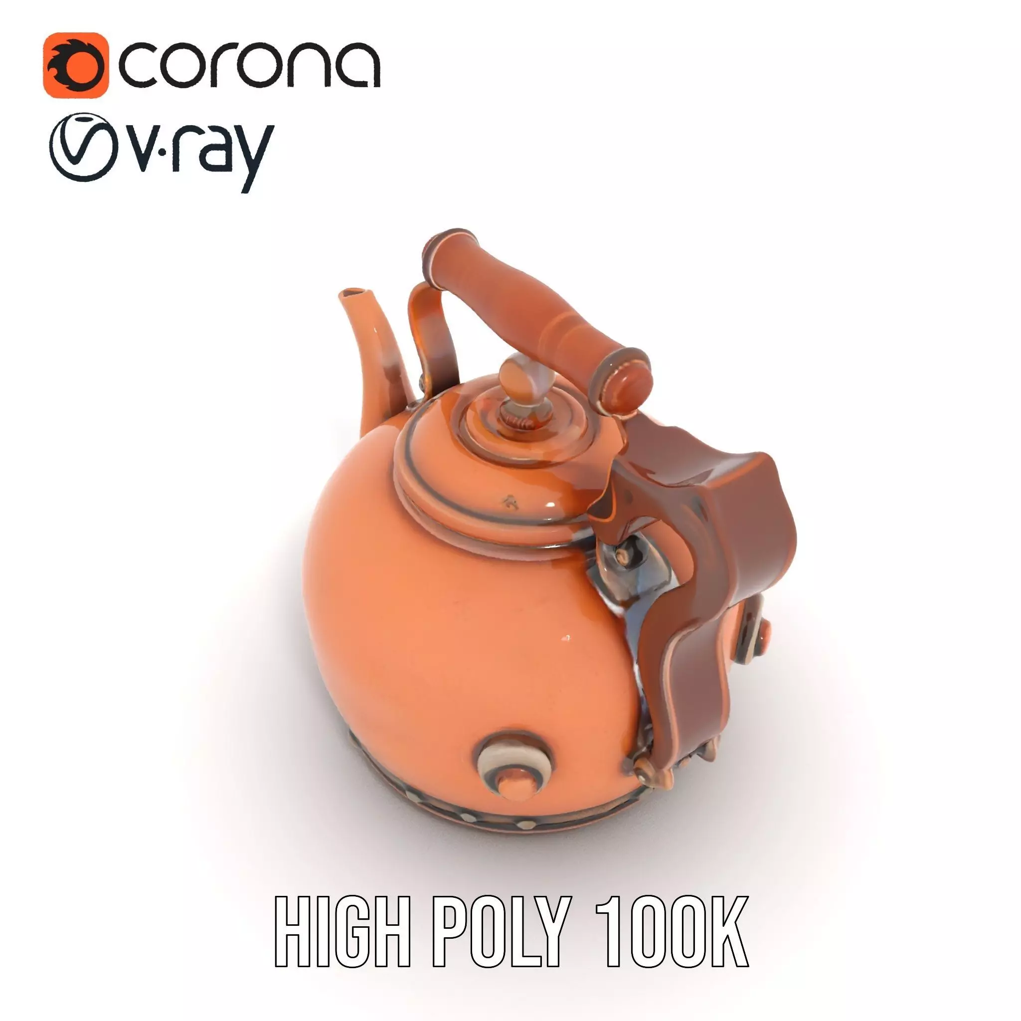 Vintage Copper Teapot model pack Low-poly 3D model_15