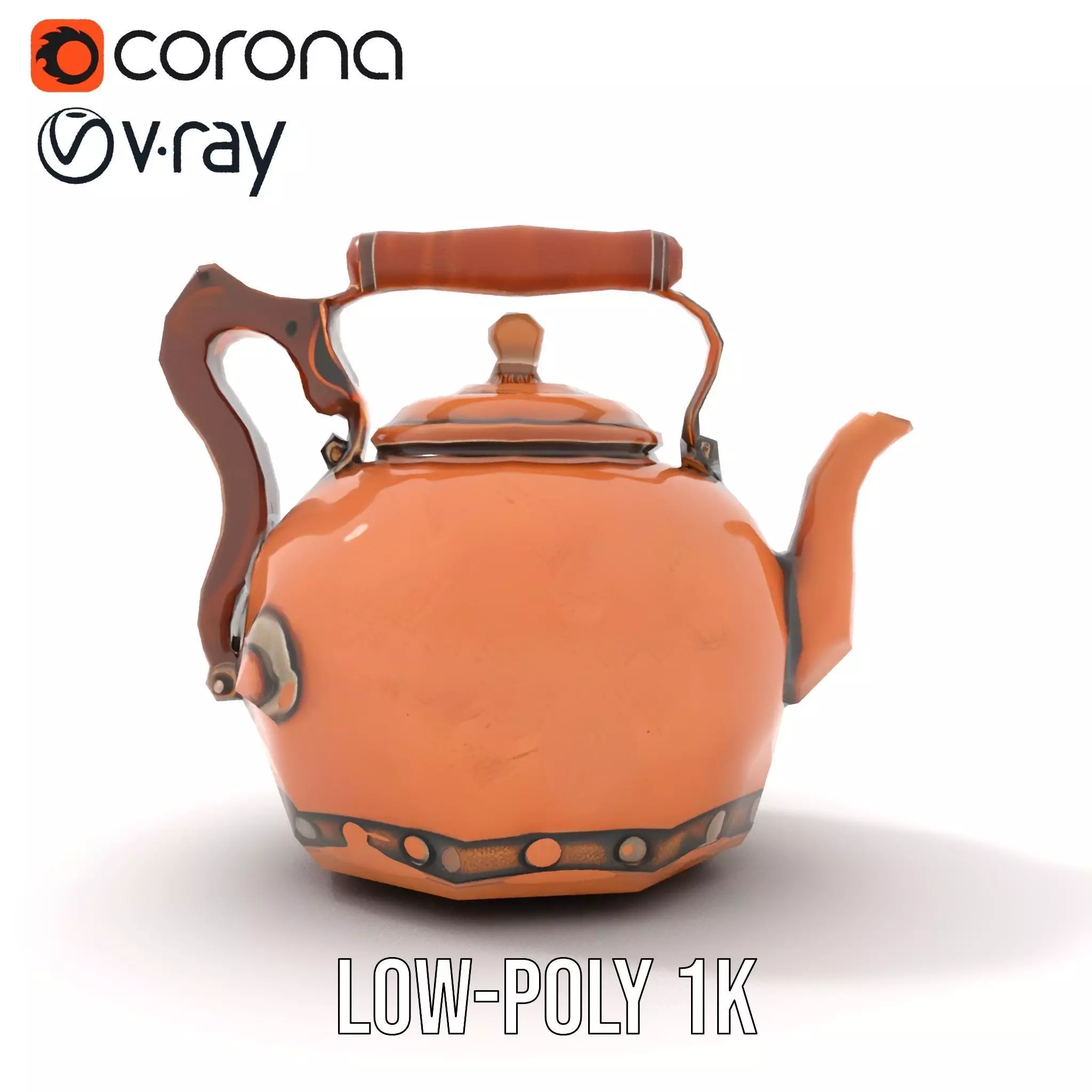 Vintage Copper Teapot model pack Low-poly 3D model_17