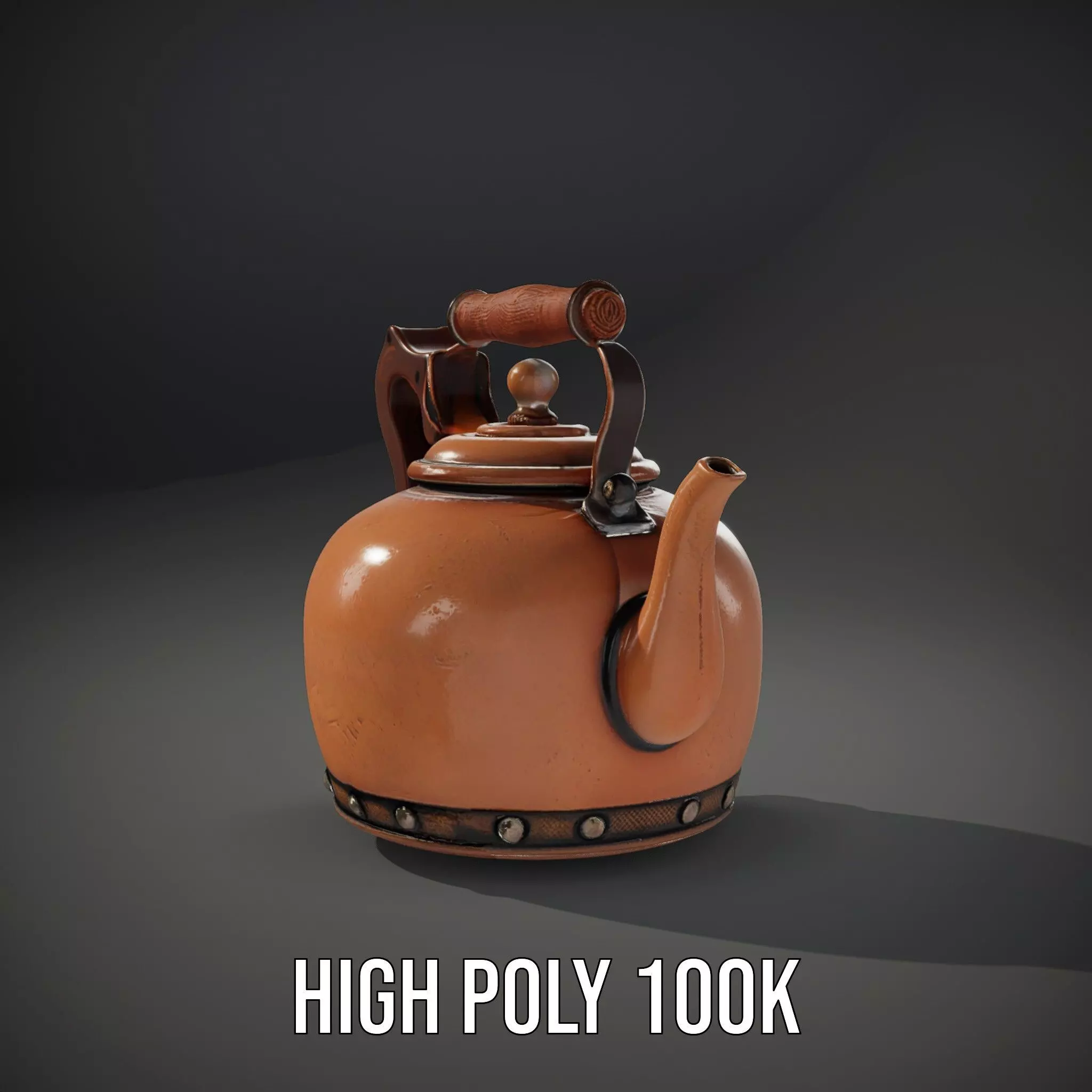 Vintage Copper Teapot model pack Low-poly 3D model_10
