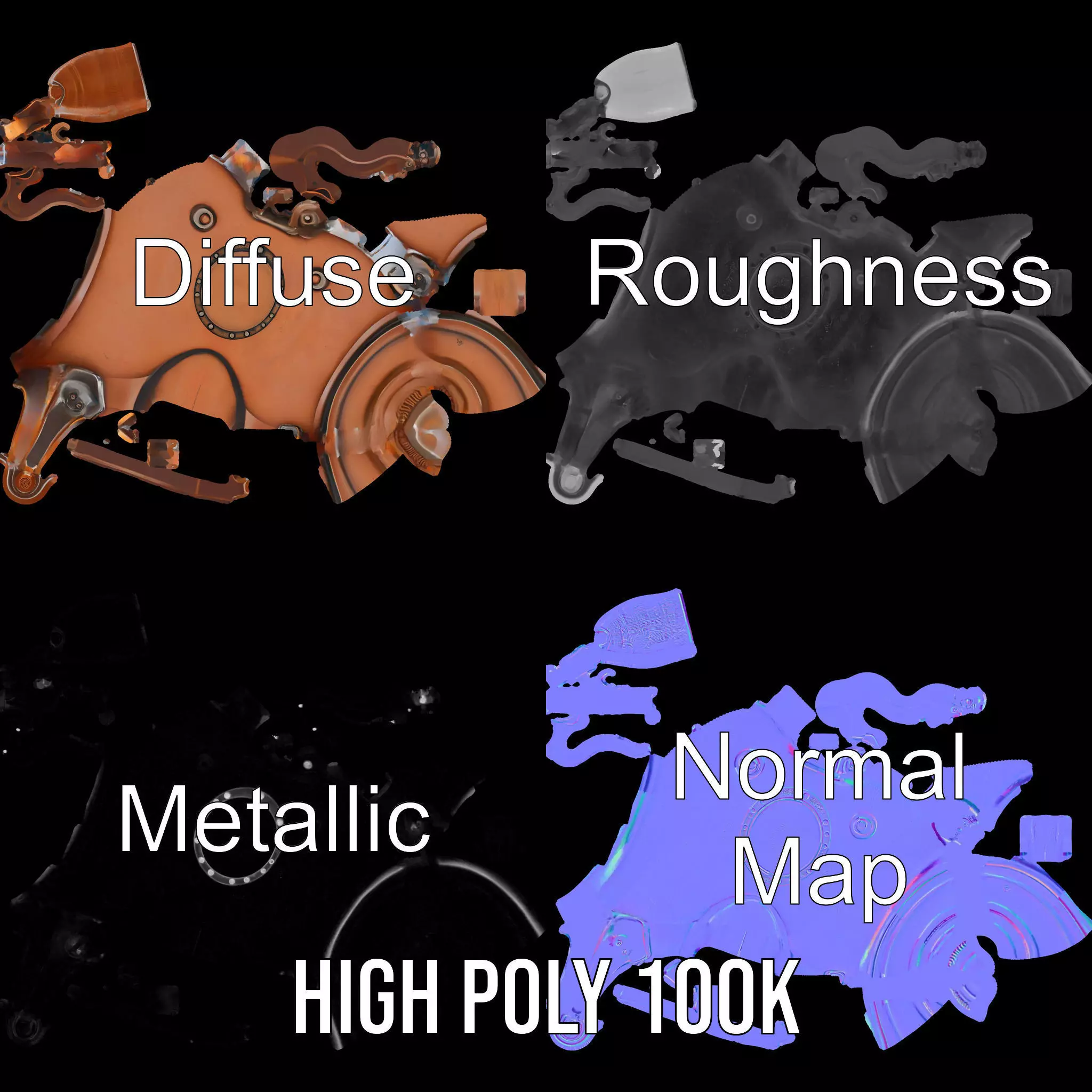 Vintage Copper Teapot model pack Low-poly 3D model_3