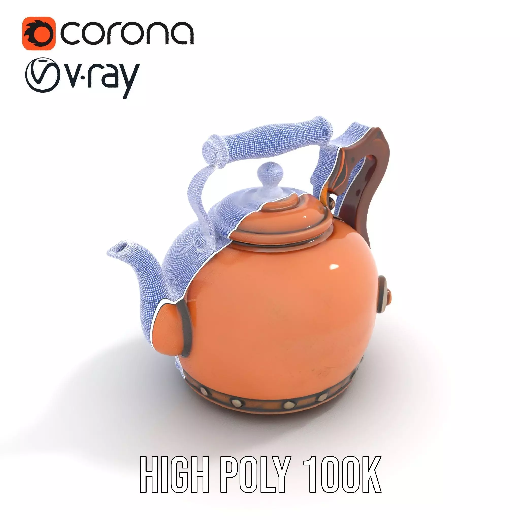 Vintage Copper Teapot model pack Low-poly 3D model_26
