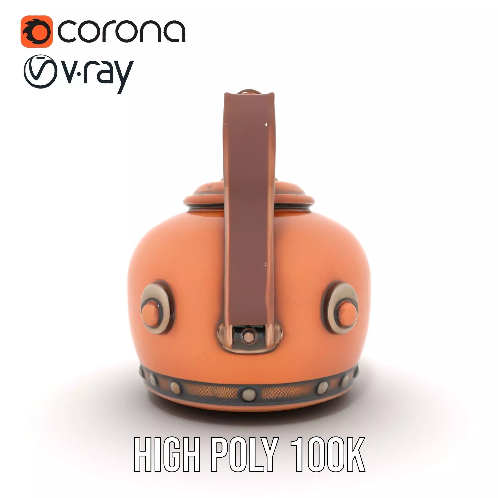 Vintage Copper Teapot model pack Low-poly 3D model_33