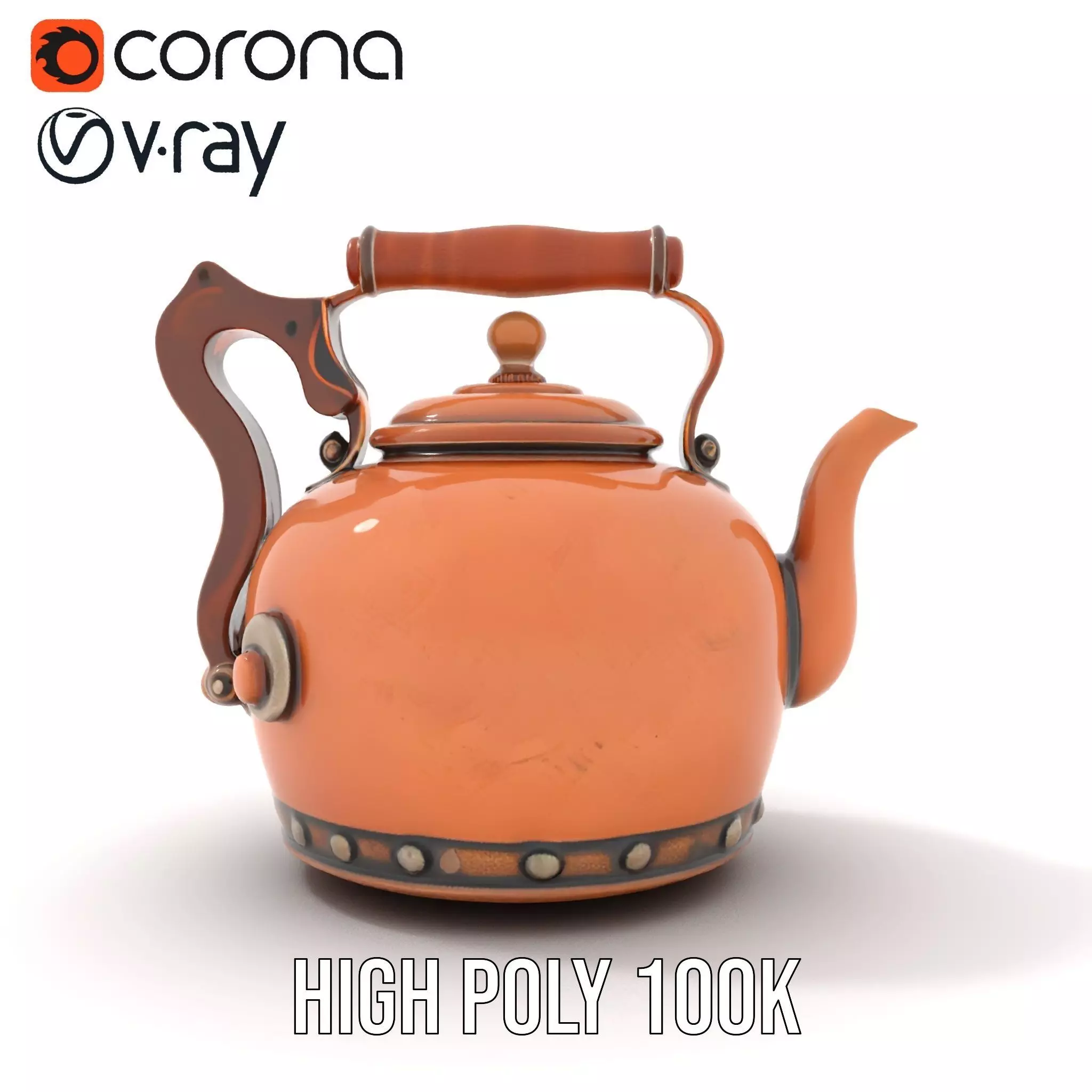 Vintage Copper Teapot model pack Low-poly 3D model_23