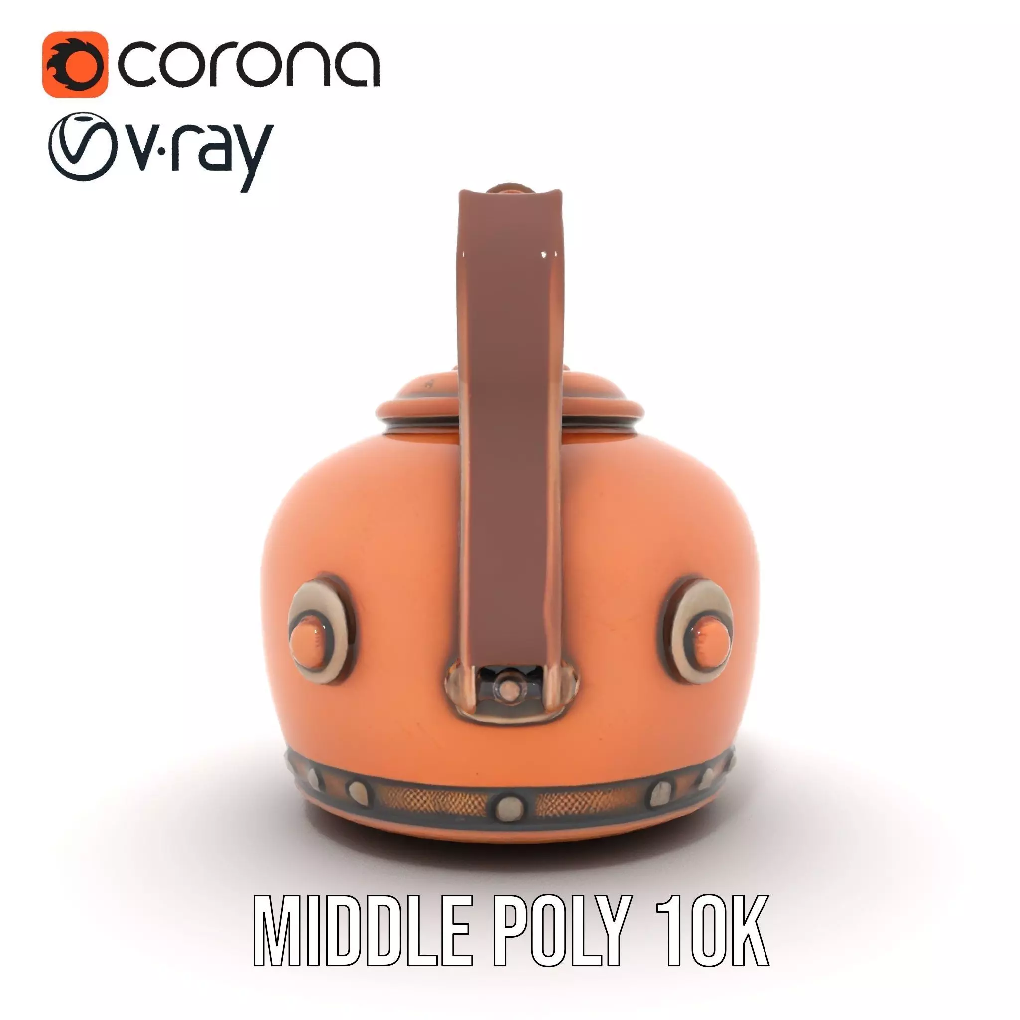 Vintage Copper Teapot model pack Low-poly 3D model_16