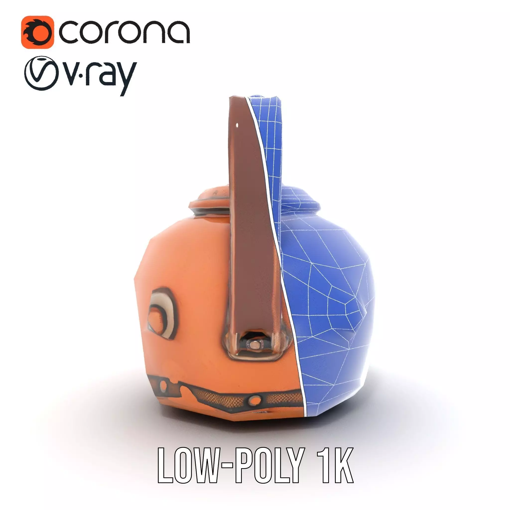 Vintage Copper Teapot model pack Low-poly 3D model_25