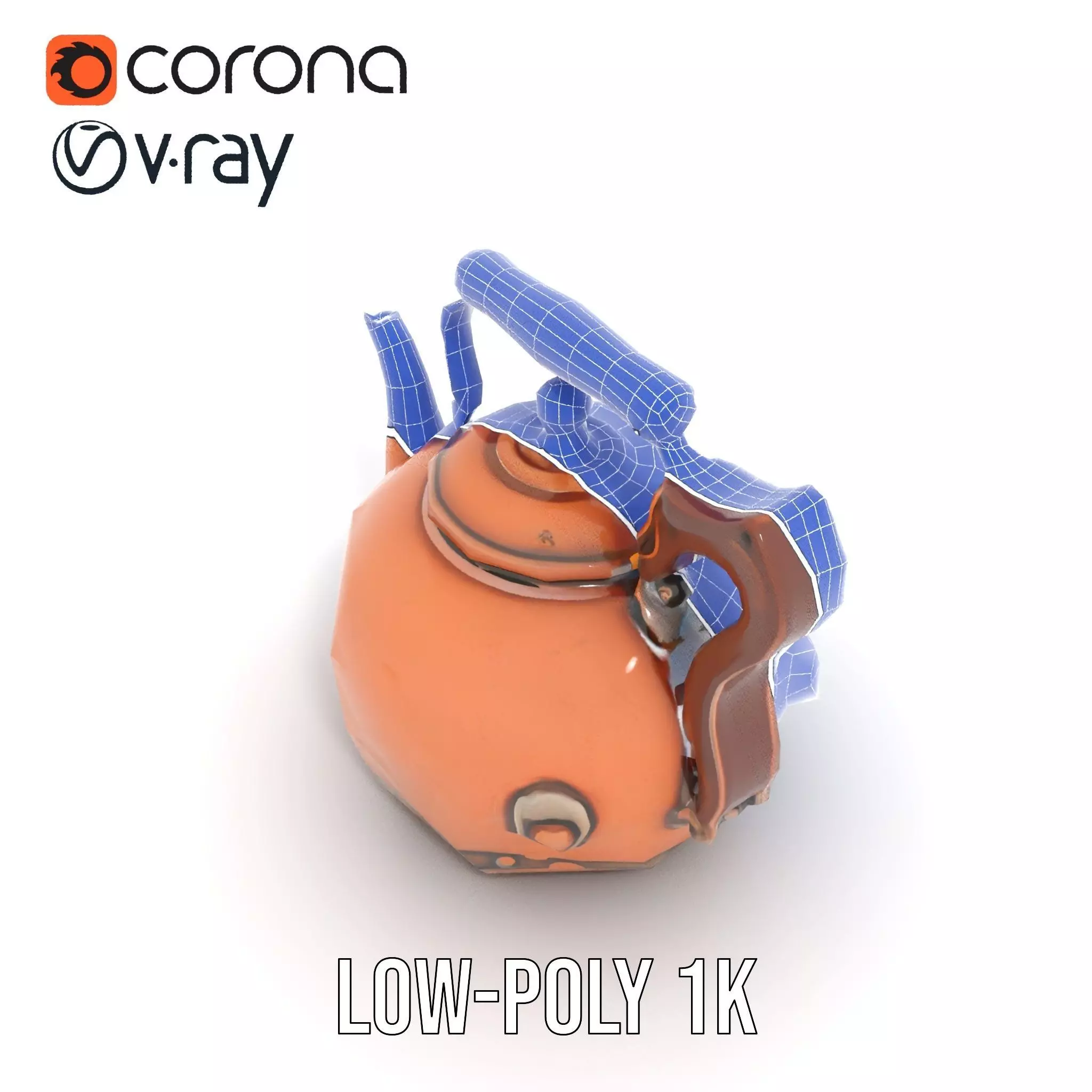 Vintage Copper Teapot model pack Low-poly 3D model_28