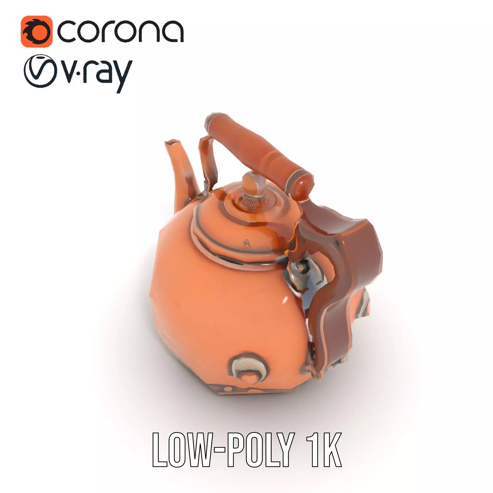 Vintage Copper Teapot model pack Low-poly 3D model_20