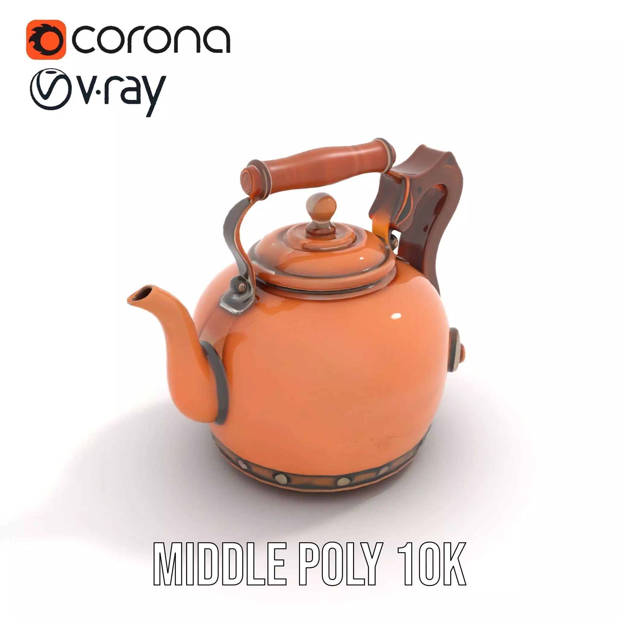 Vintage Copper Teapot model pack Low-poly 3D model_6