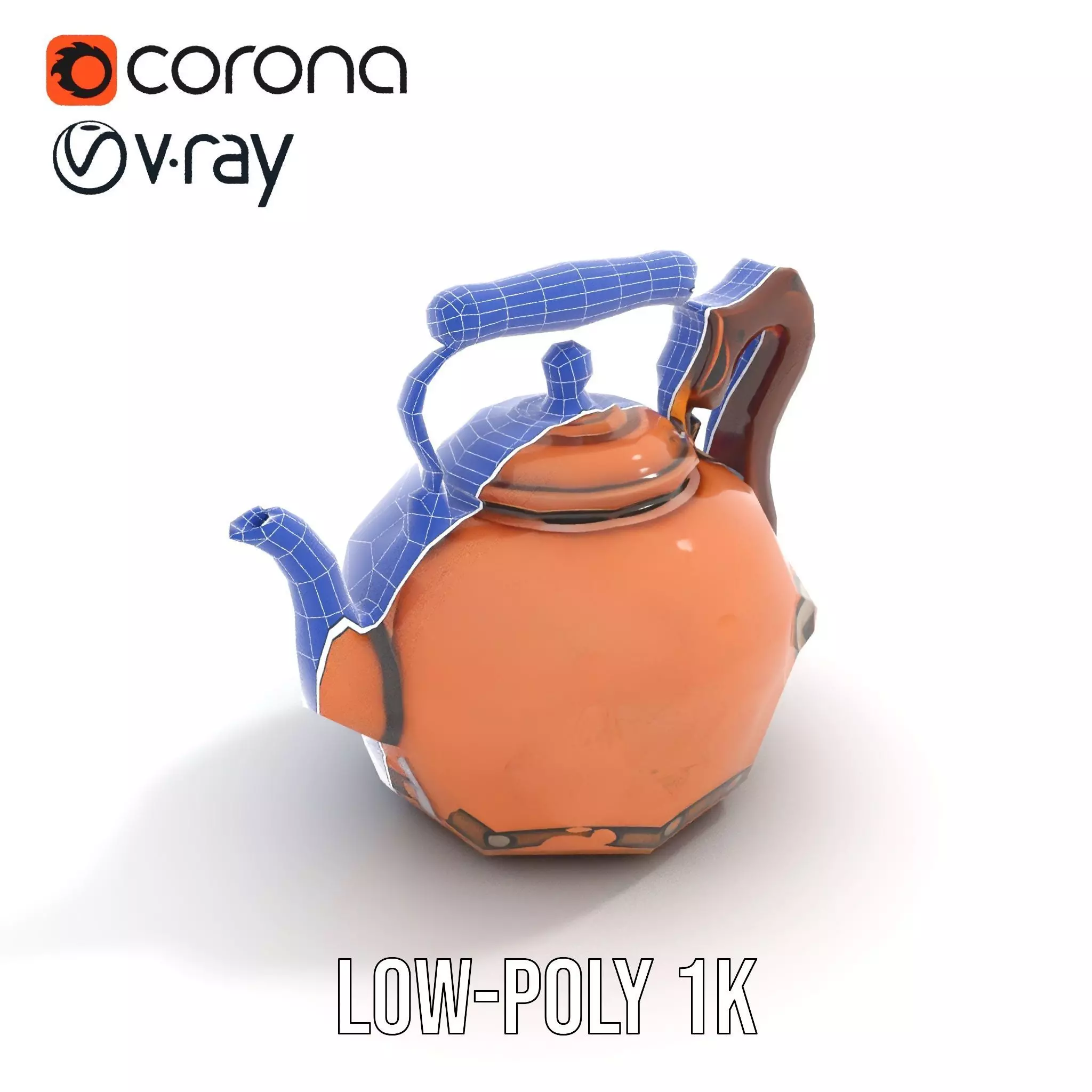 Vintage Copper Teapot model pack Low-poly 3D model_14