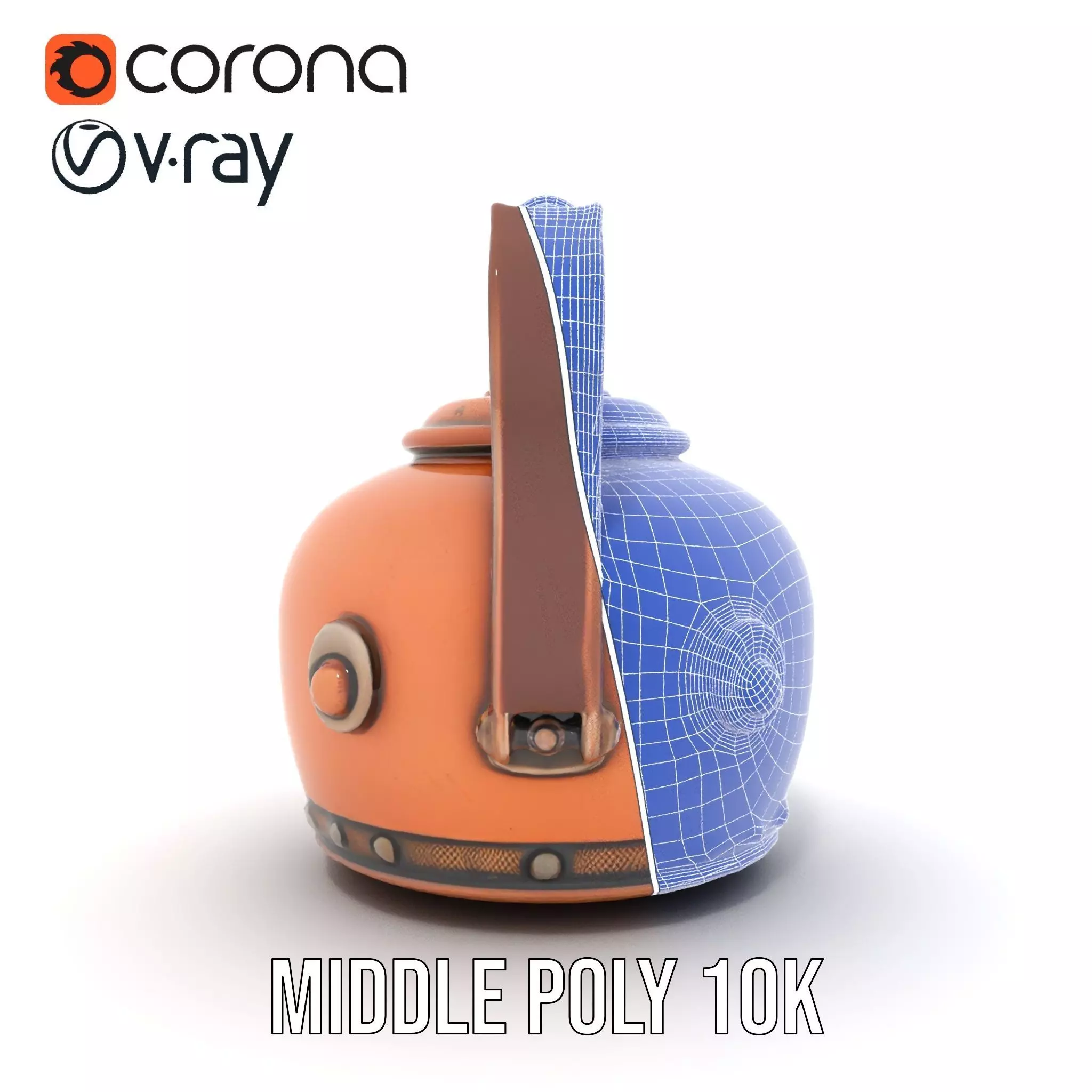 Vintage Copper Teapot model pack Low-poly 3D model_27
