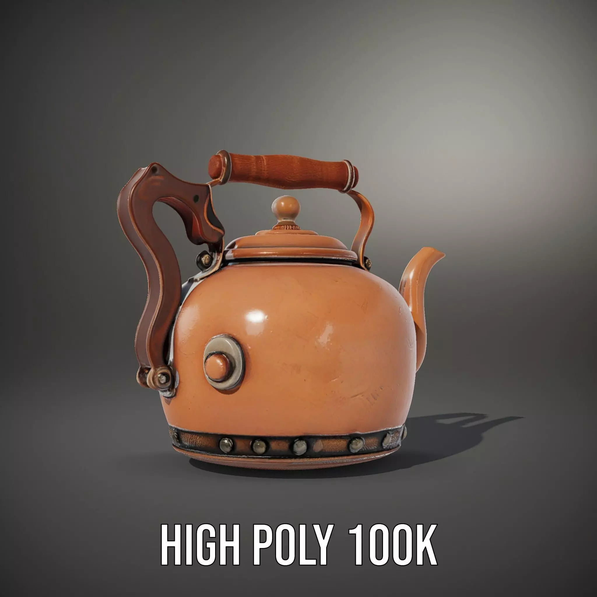 Vintage Copper Teapot model pack Low-poly 3D model_8