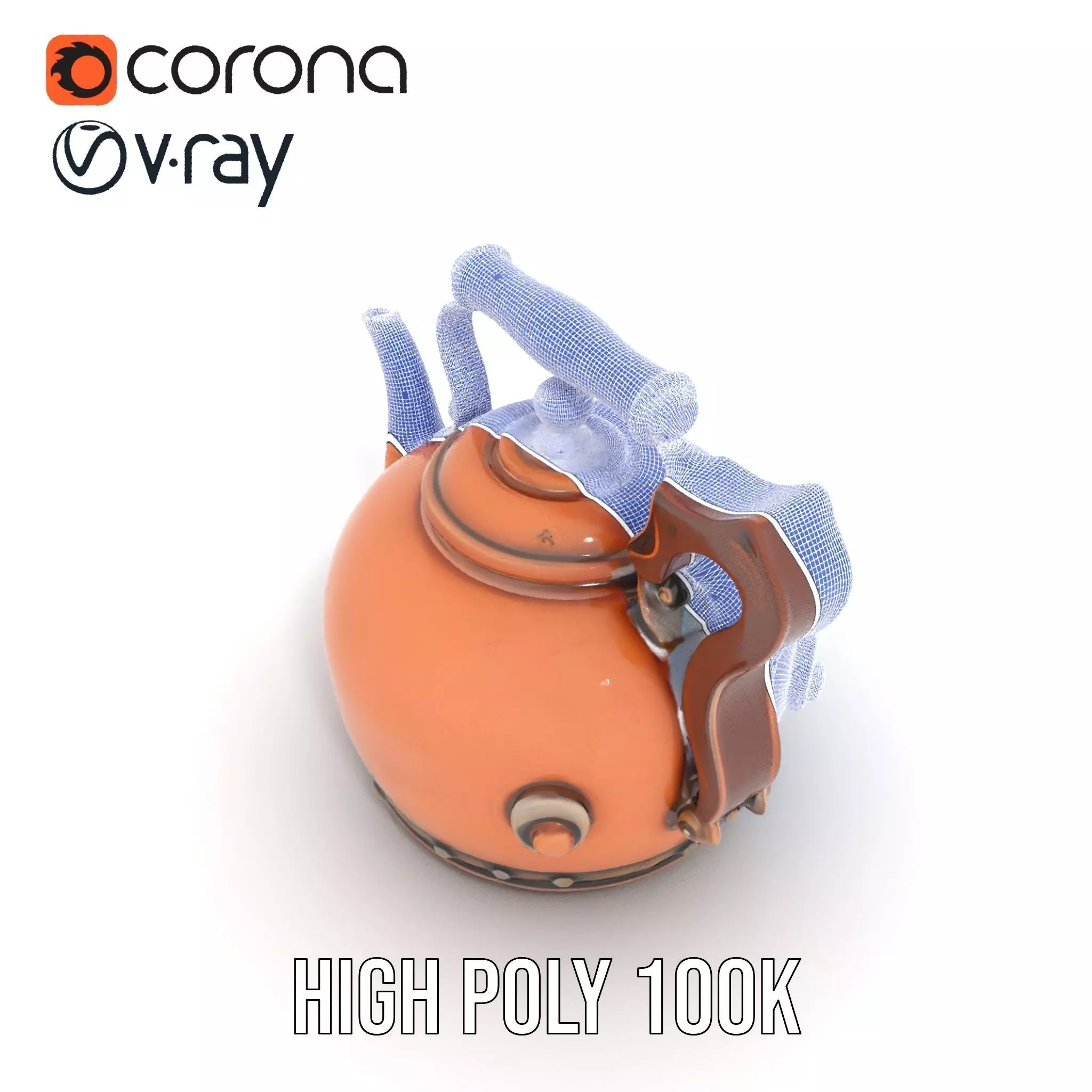 Vintage Copper Teapot model pack Low-poly 3D model_29