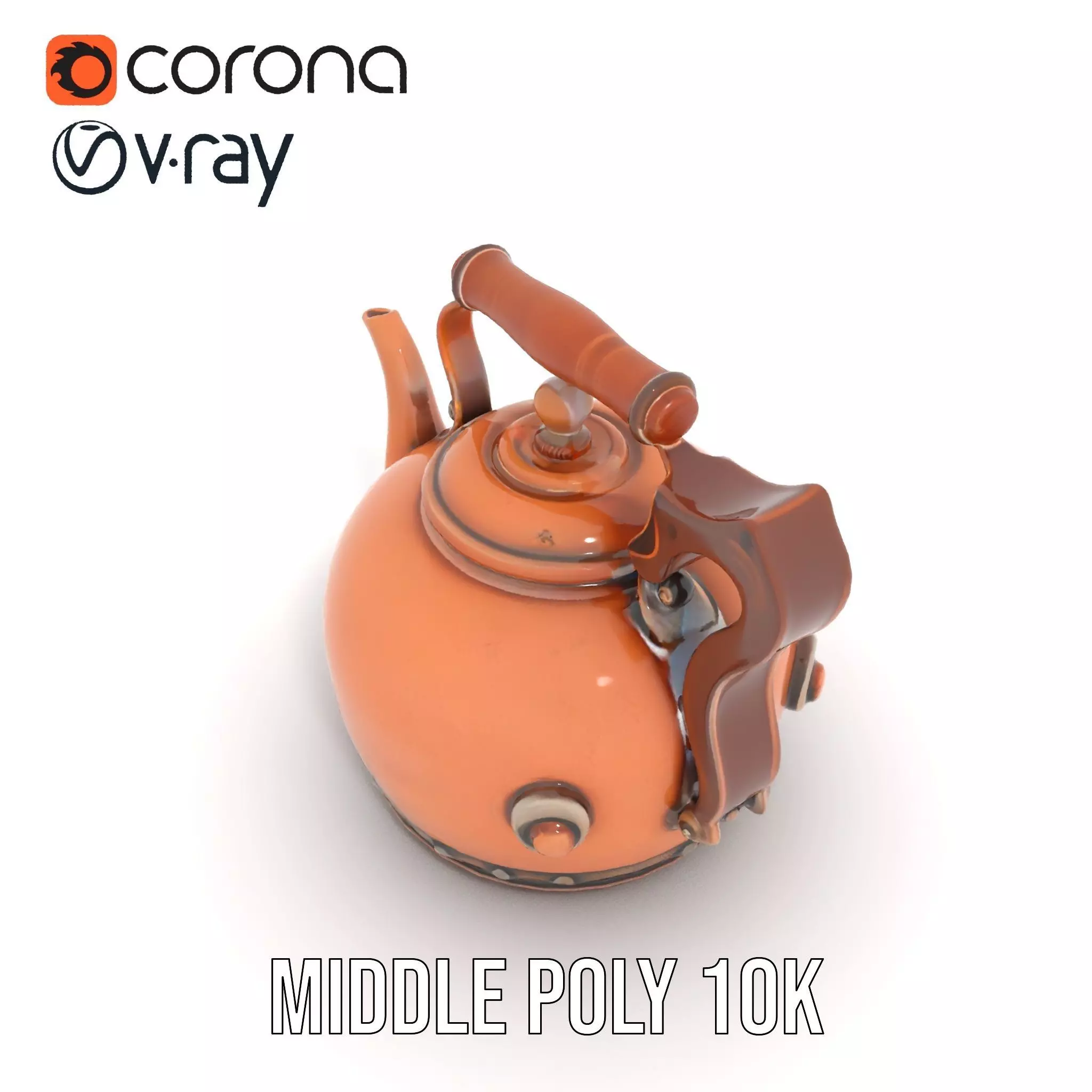 Vintage Copper Teapot model pack Low-poly 3D model_21