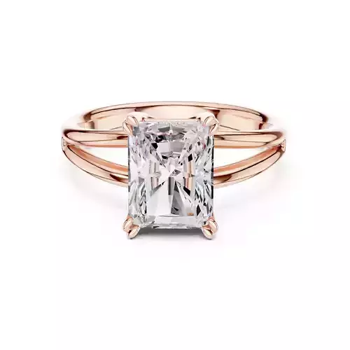 Solitaire Radiant Diamond Split Shank Wedding Ring 3DM STL Video