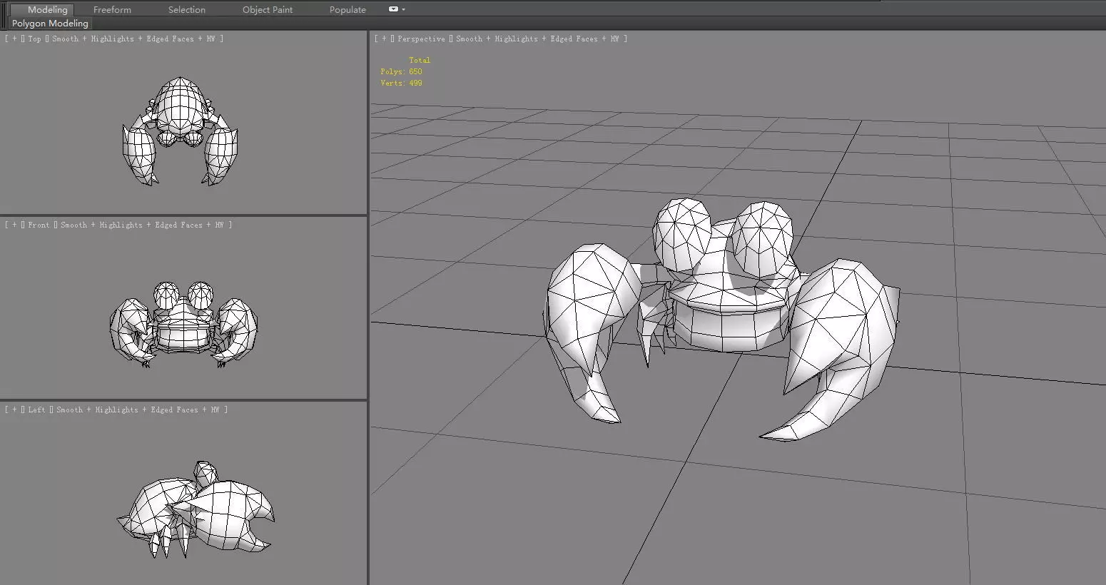 Cartoon Crab Low-poly 3D model_7