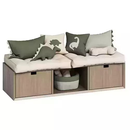 Decorative pillow set for childrens room with dinosaur