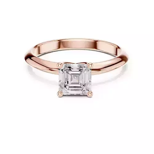 Solitaire Asscher Cut Diamond Knife Edge Shank Wedding Ring 3D print model