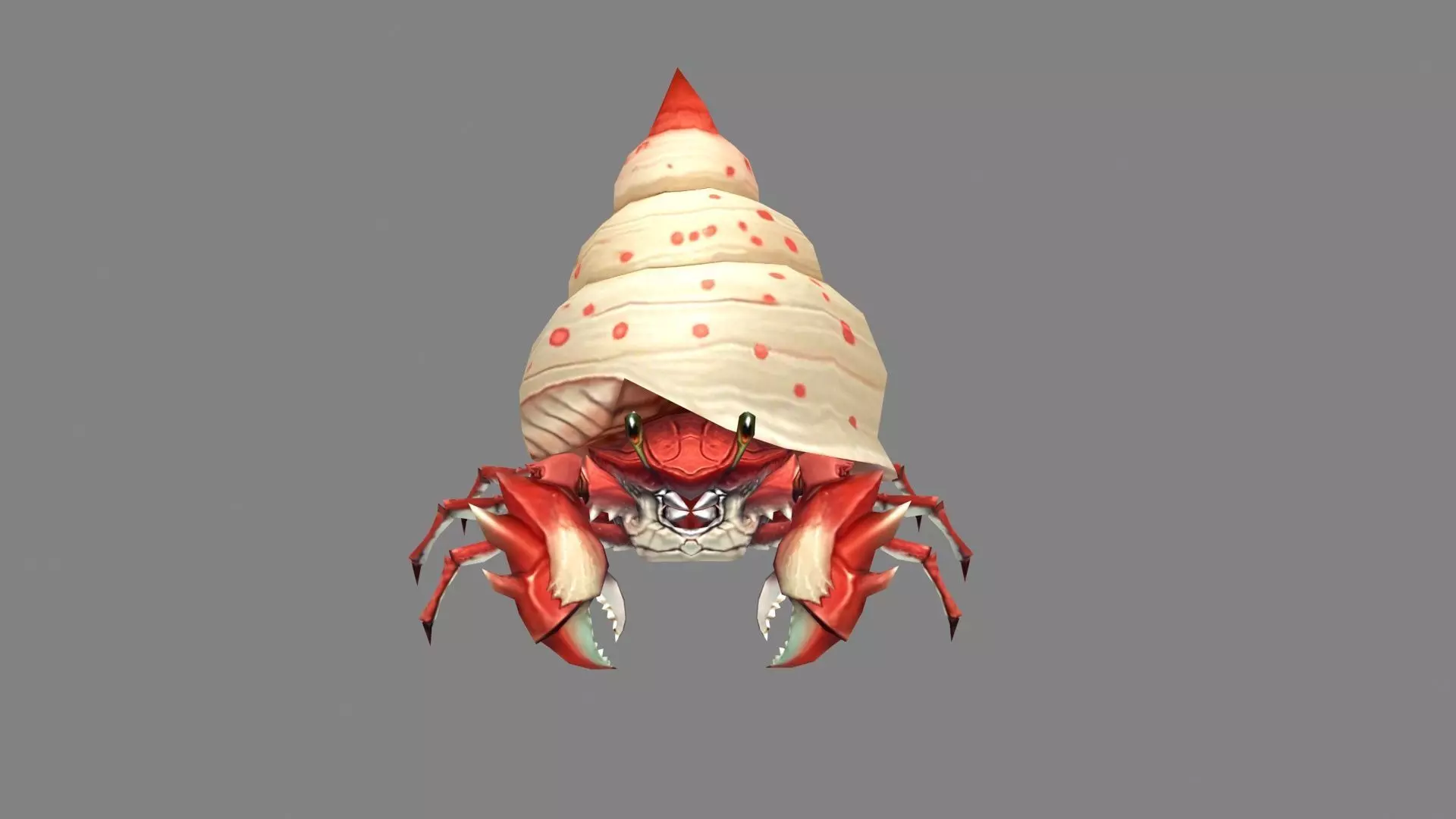 Cartoon hermit crab - Conch shell Low-poly 3D model_1