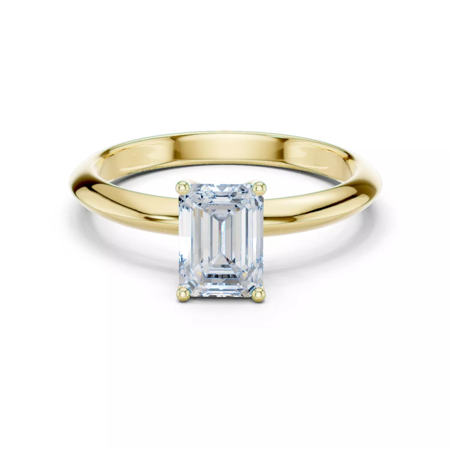 Solitaire Emerald Cut Diamond Knife Edge Wedding Ring File Video 3D print model_13