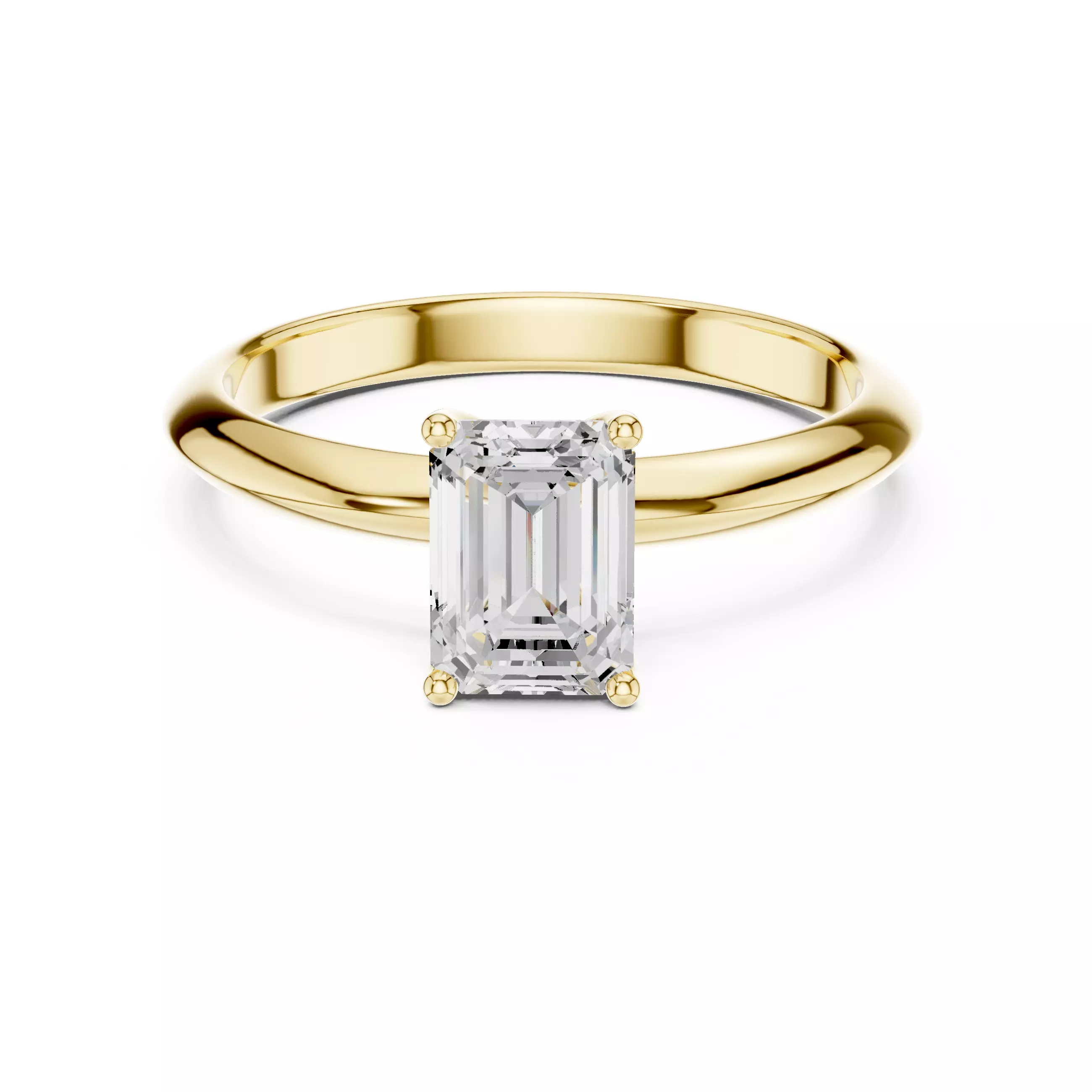 Solitaire Emerald Cut Diamond Knife Edge Wedding Ring File Video 3D print model_1