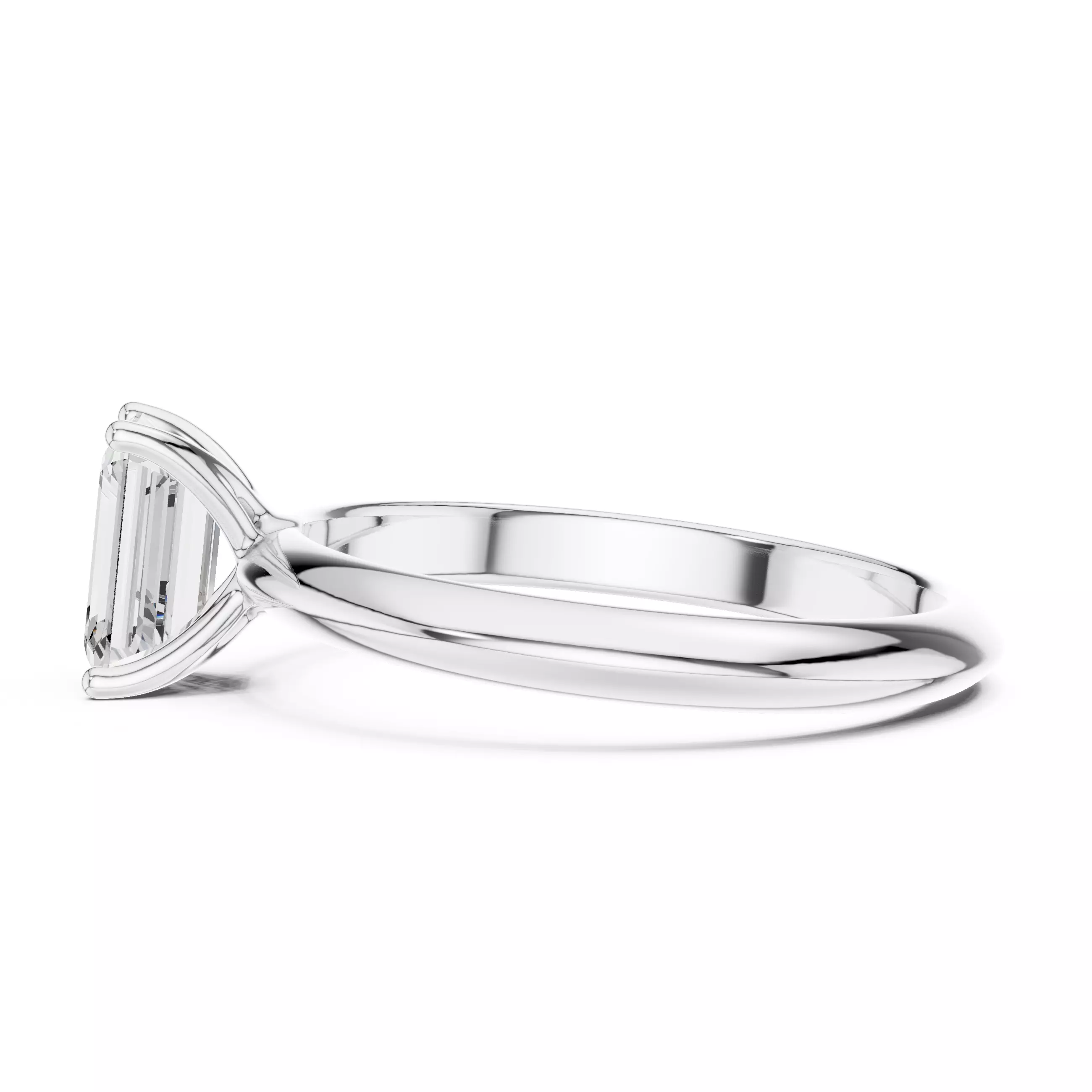 Solitaire Emerald Cut Diamond Knife Edge Wedding Ring File Video 3D print model_11
