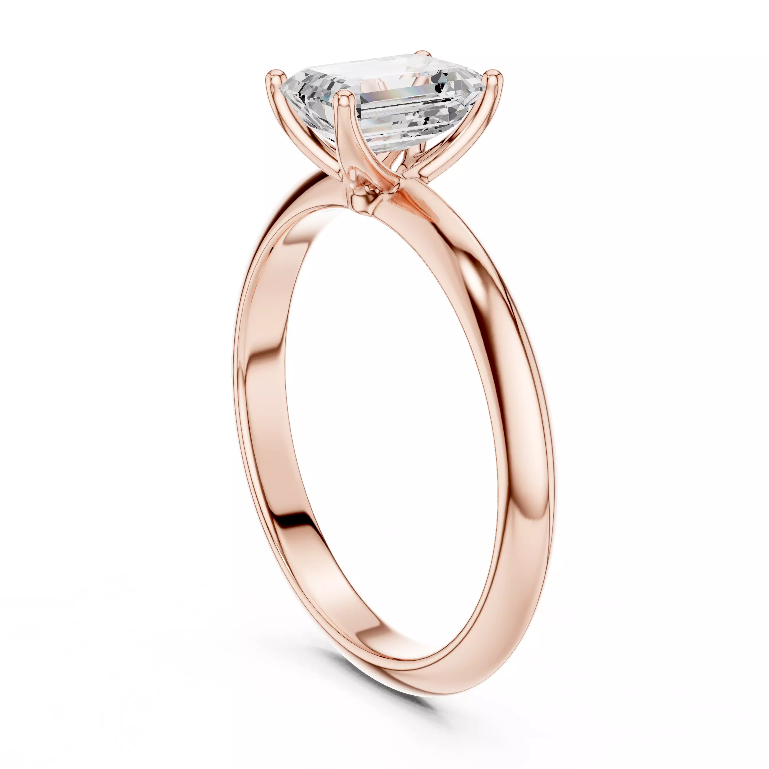 Solitaire Emerald Cut Diamond Knife Edge Wedding Ring File Video 3D print model_3