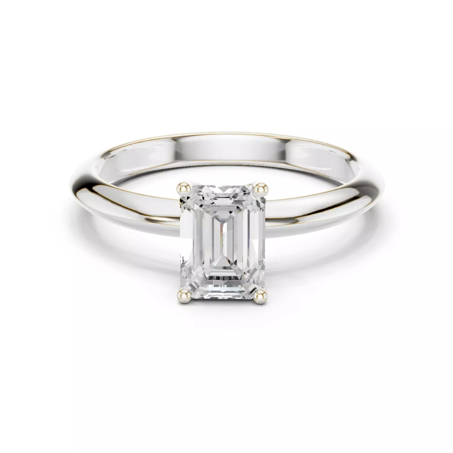 Solitaire Emerald Cut Diamond Knife Edge Wedding Ring File Video 3D print model_14