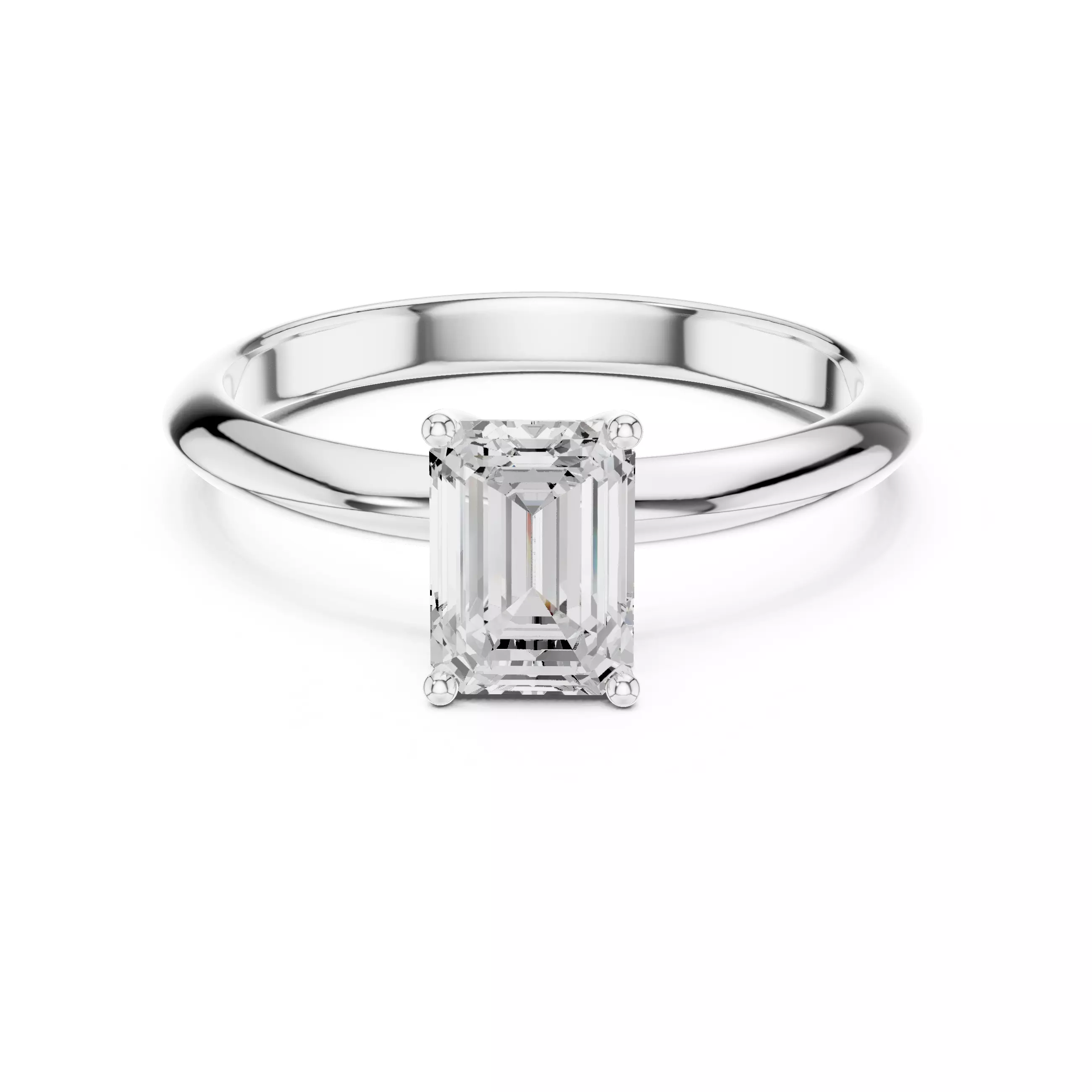 Solitaire Emerald Cut Diamond Knife Edge Wedding Ring File Video 3D print model_2