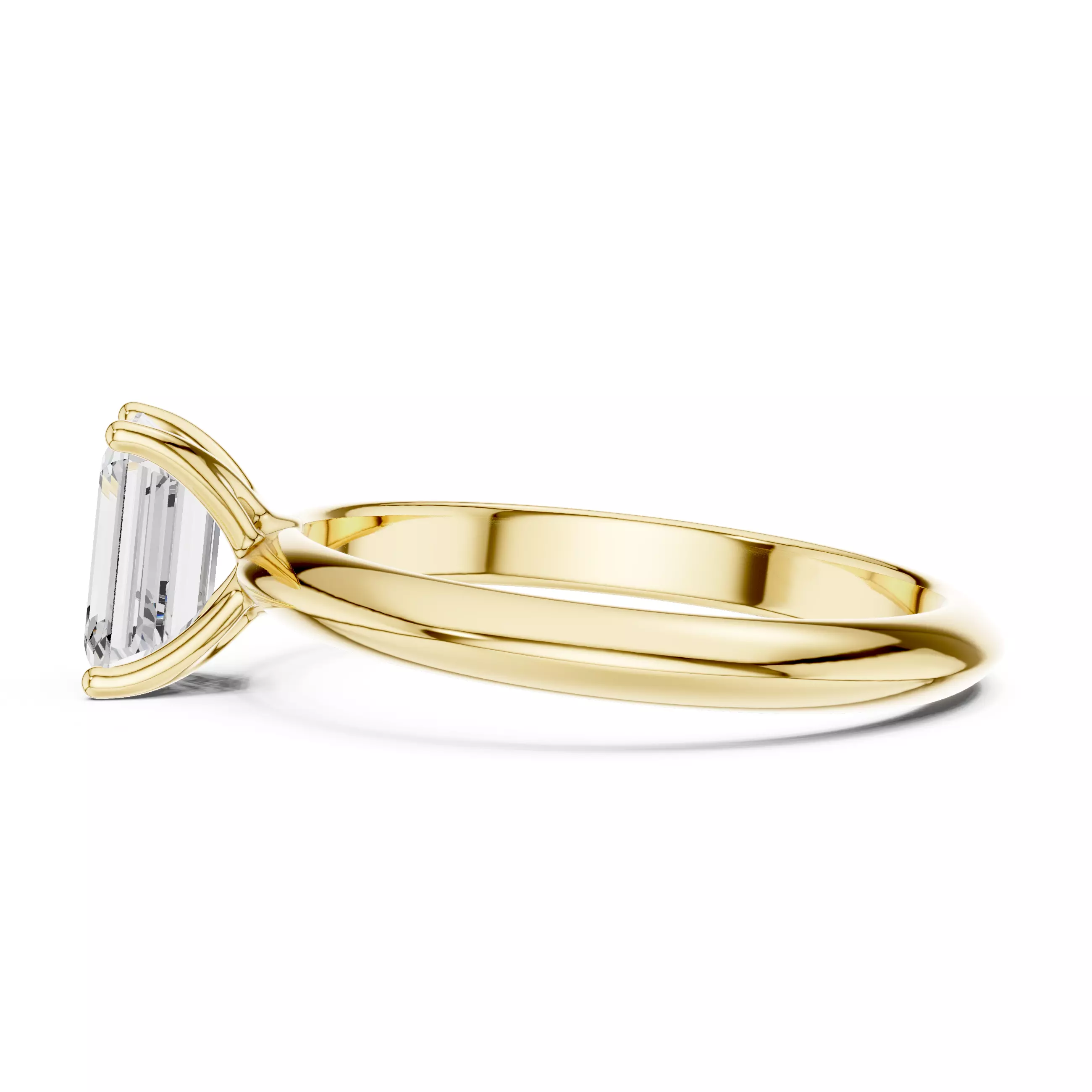 Solitaire Emerald Cut Diamond Knife Edge Wedding Ring File Video 3D print model_8