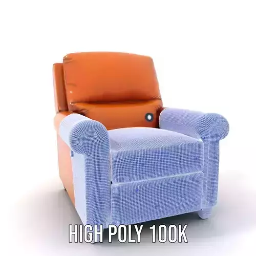 Classic Leather Recliner model pack Low-poly 3D model 4