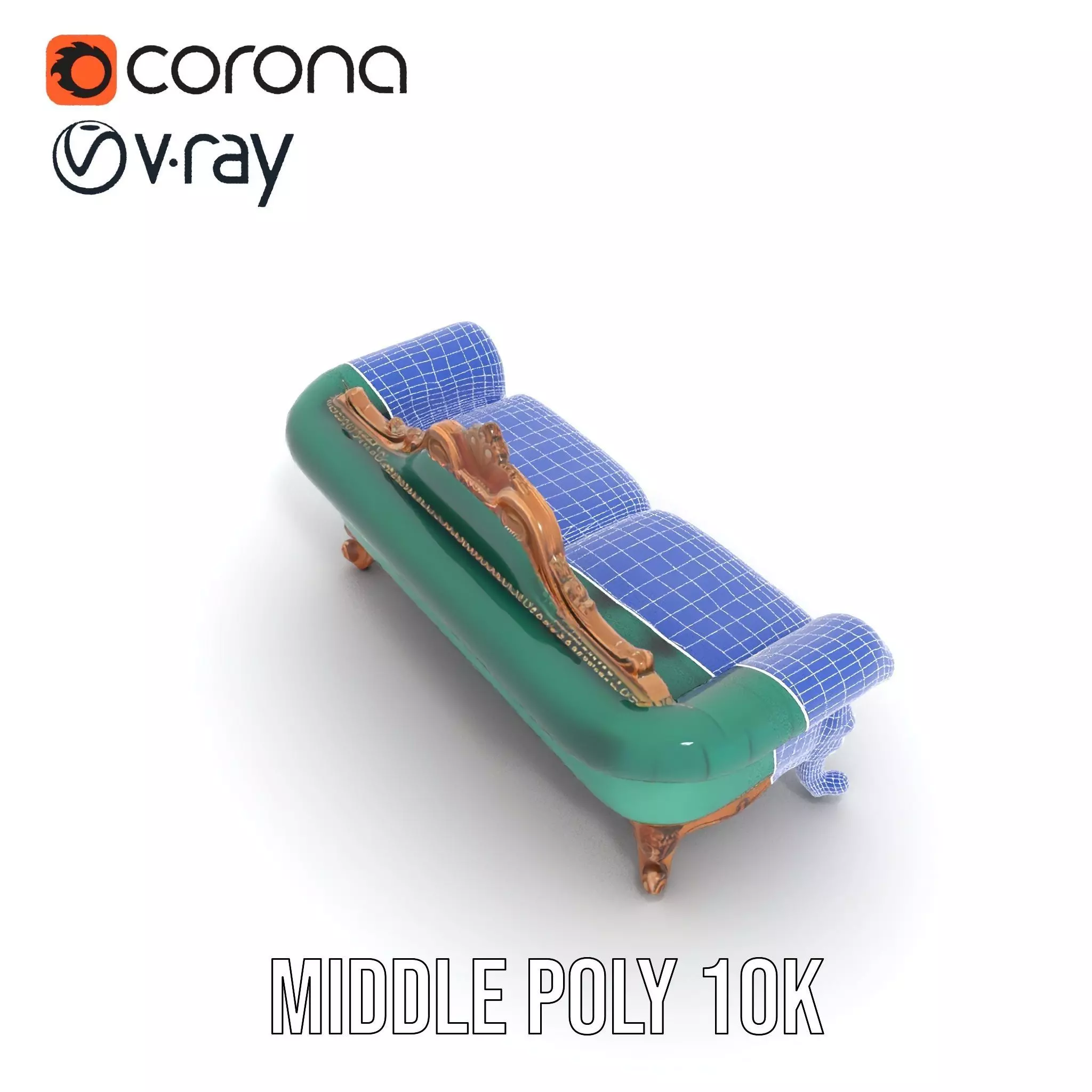 Elegant Emerald Sofa model pack Low-poly 3D model_21