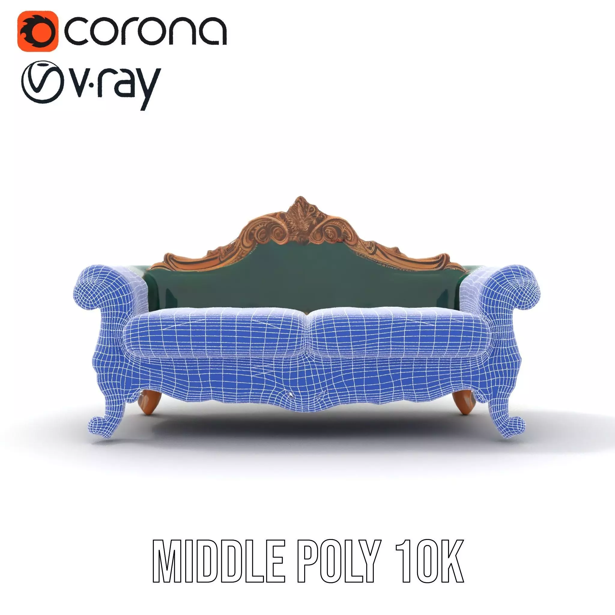 Elegant Emerald Sofa model pack Low-poly 3D model_26
